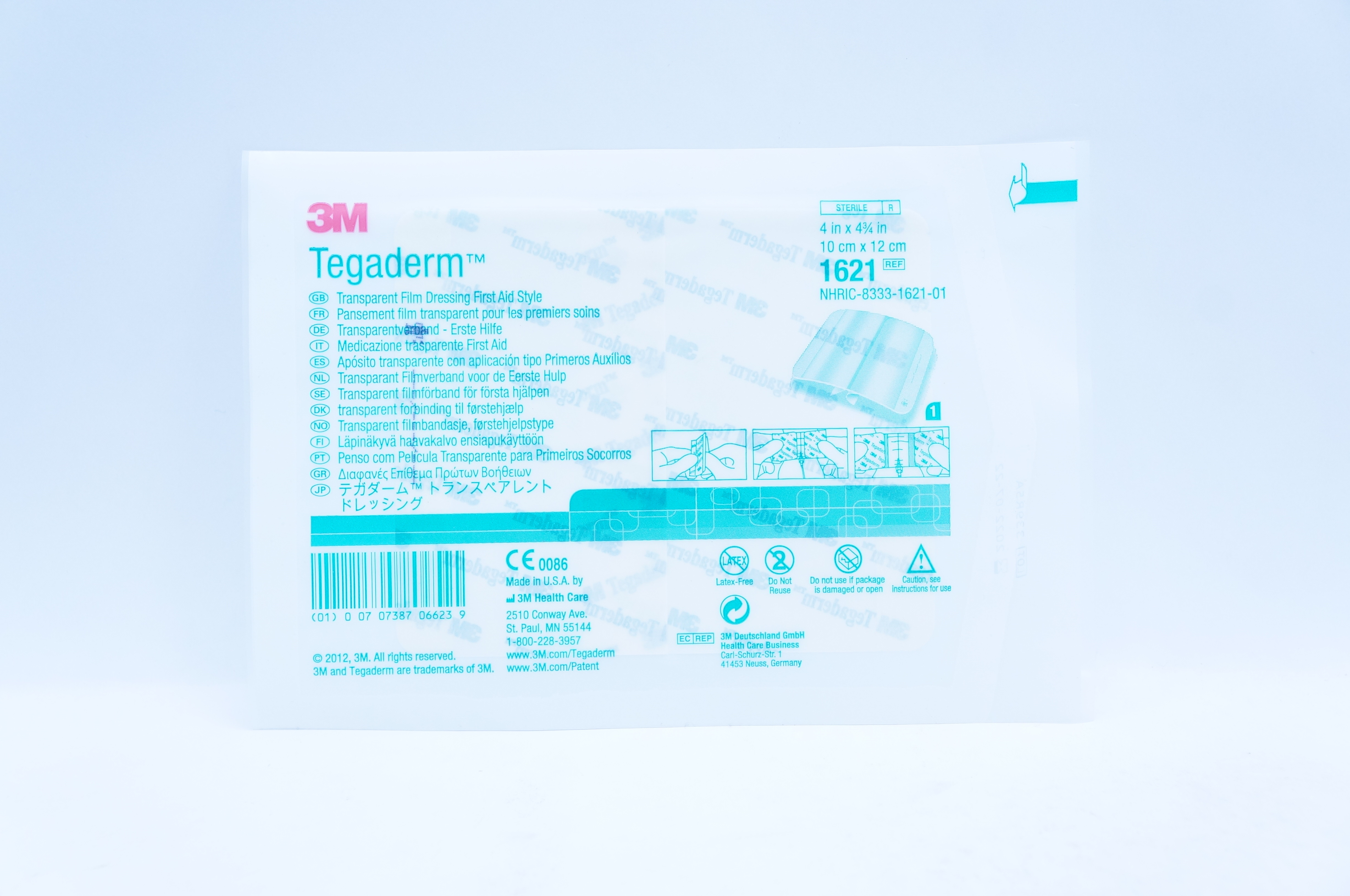 3M 1621 Tegaderm Transparent Film Dressing First Aid Style 4 inch x 4 3/4 inch