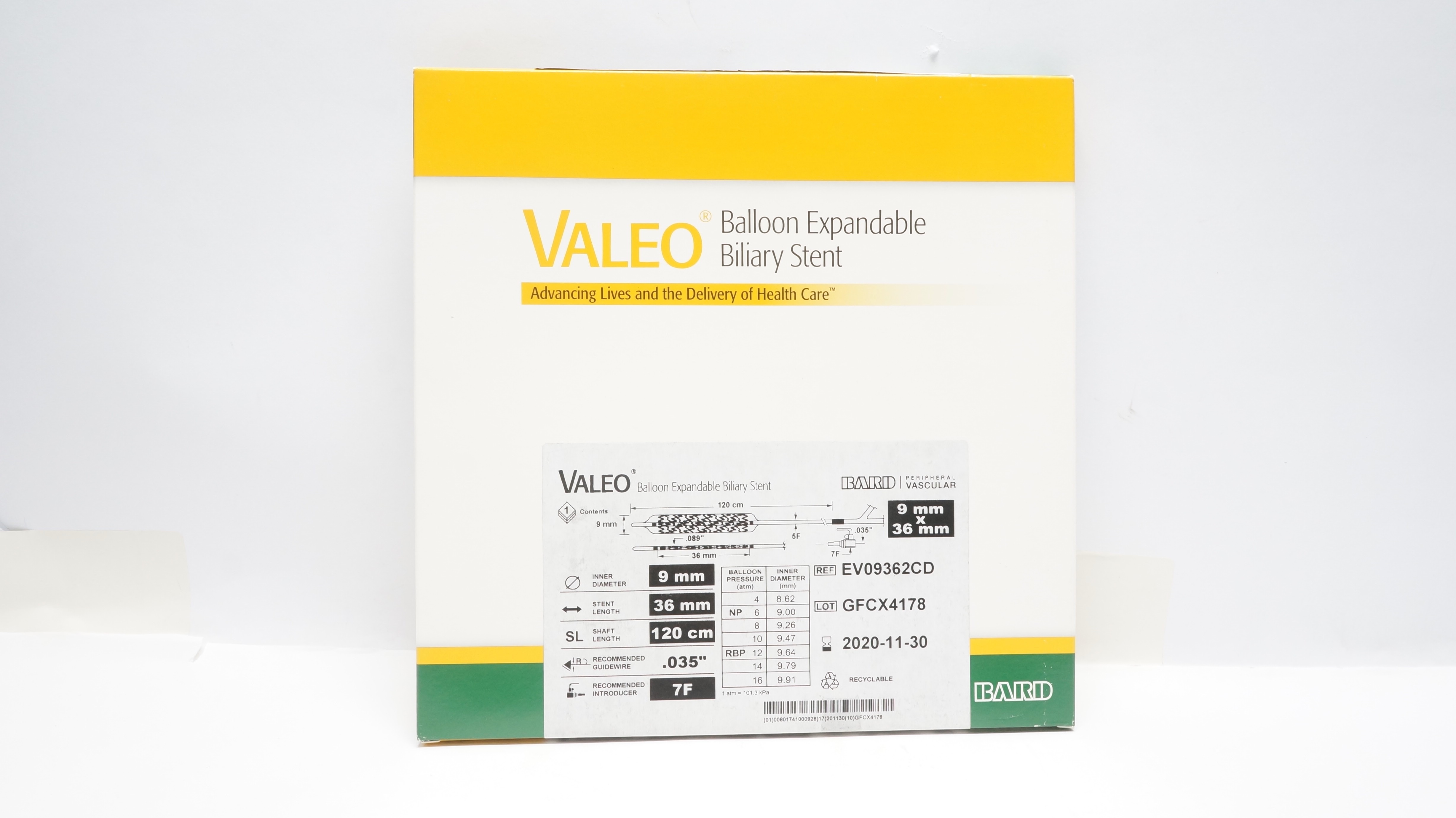 Bard EV09362CD VALEO Balloon Expandable Biliary Stent, 9mm x 36mm (x)
