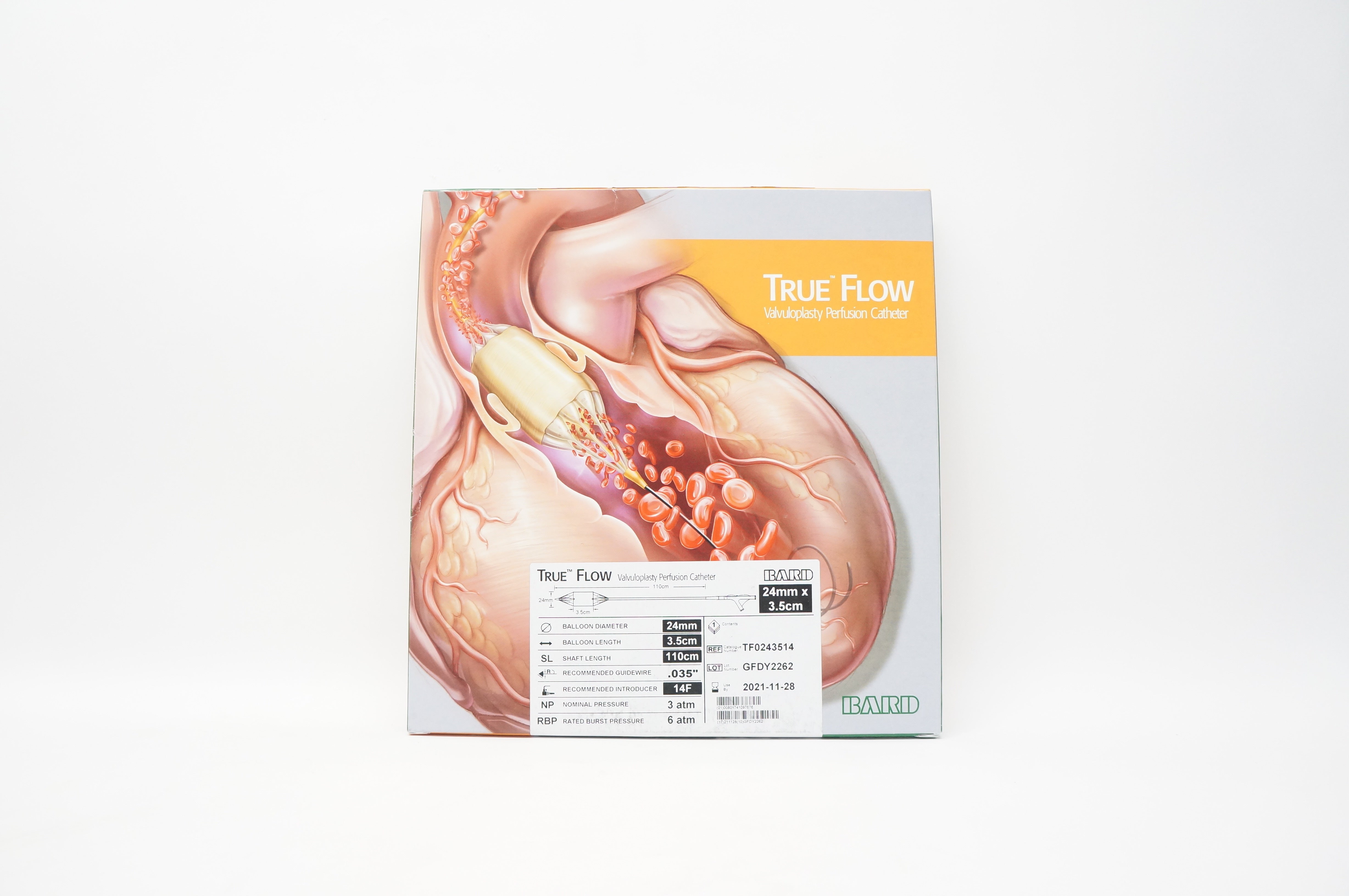 Bard TF0243514 True Flow Valvuloplasty Perfusion Cath.14F x 24mm x 3.5cm x 110cm
