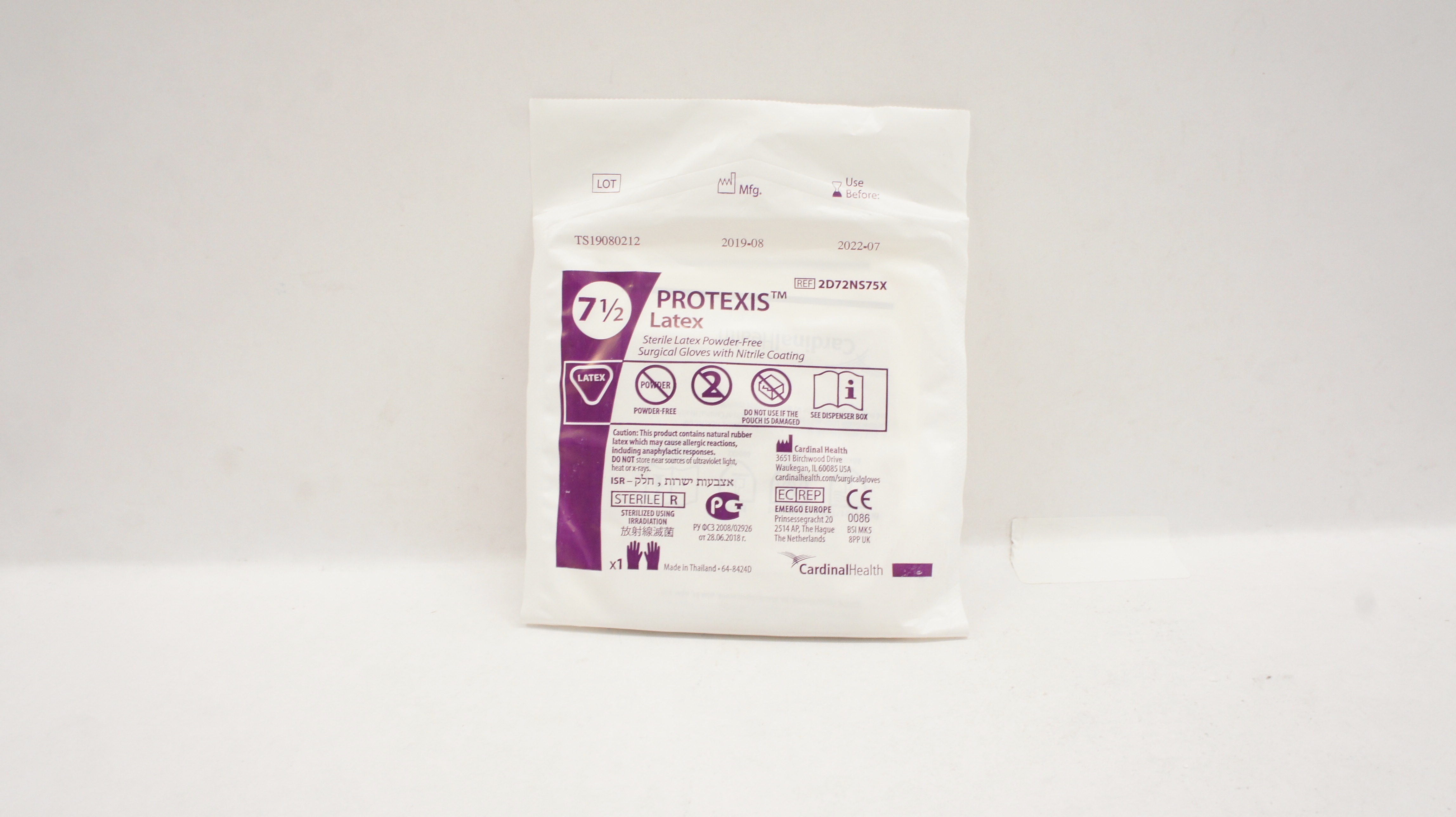 Cardinal Health 2D72NS75X Protexis Latex Sterile Surgical Gloves, Size 7-1/2 (x)