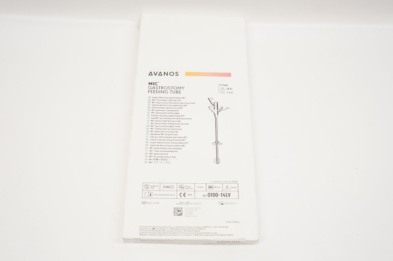 Avanos 0100-14LV MIC Gastrostomy Feeding Tube 14Fr.