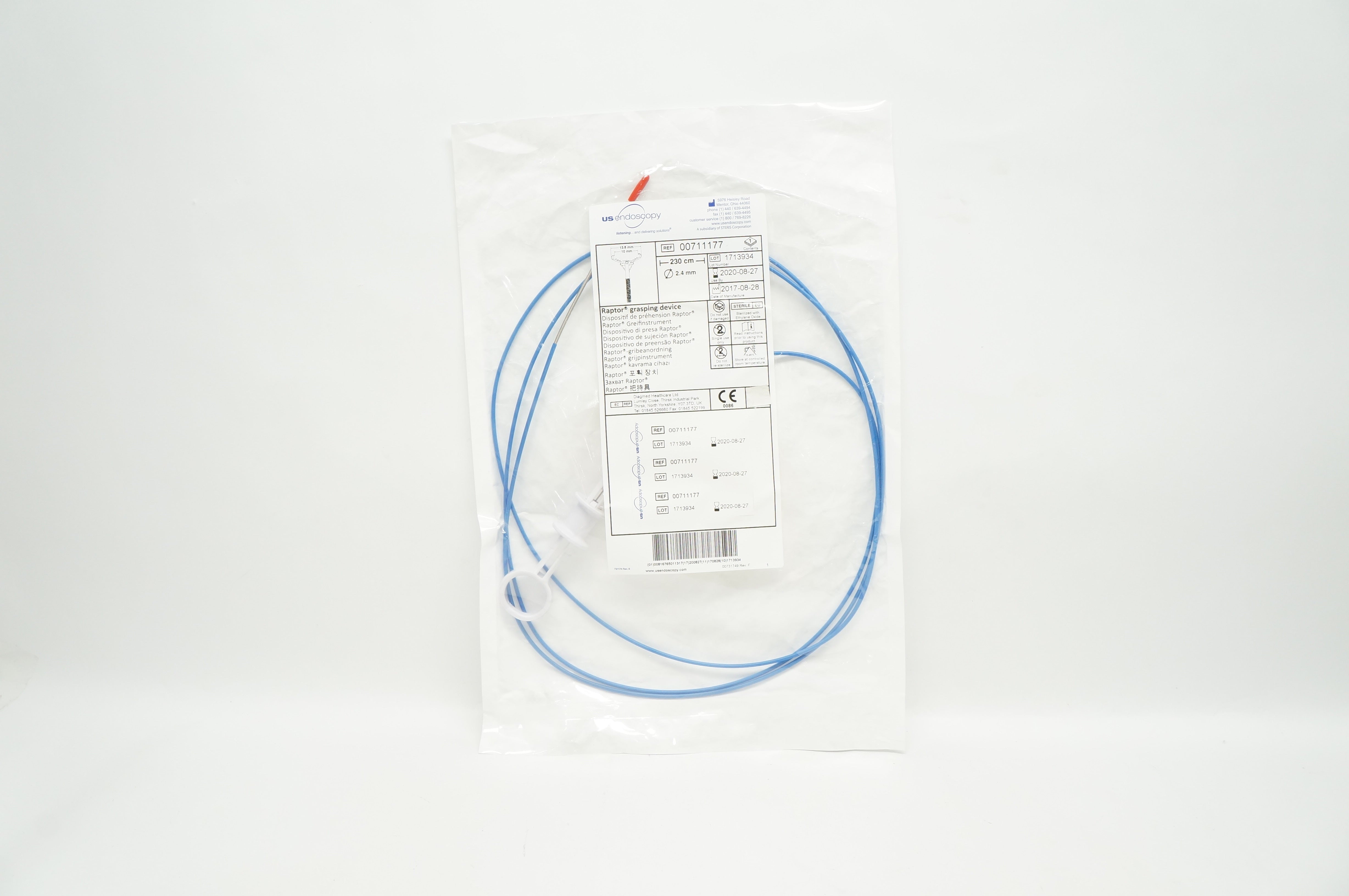 US Endoscopy 00711177 Steris Raptor Grasping Device 2.4mm x 230cm (x)