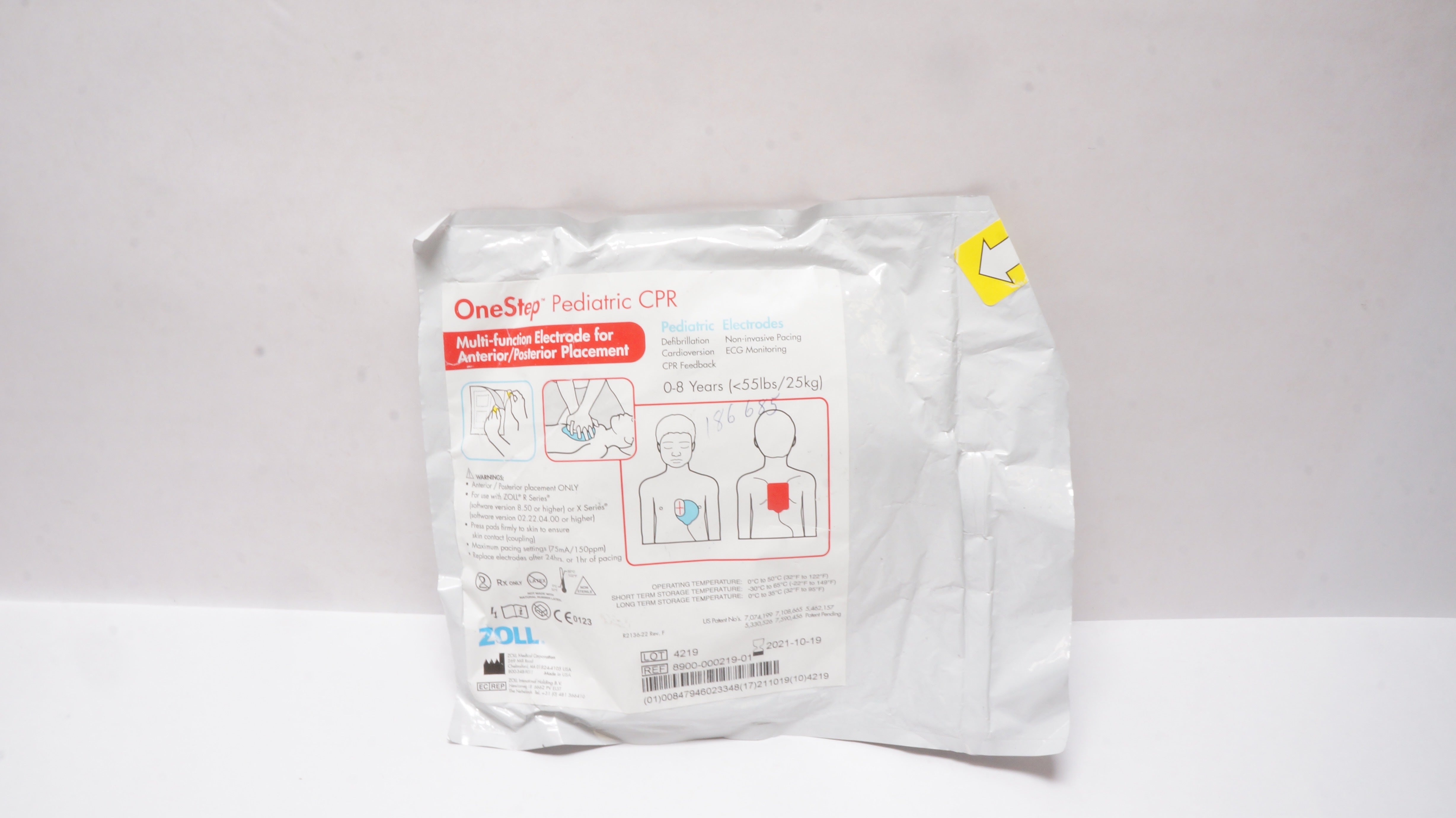 Zoll 8900-000219-01 OneStep Pediatric CPR Multi-Function Electrode 0-8y<55lbs(x)