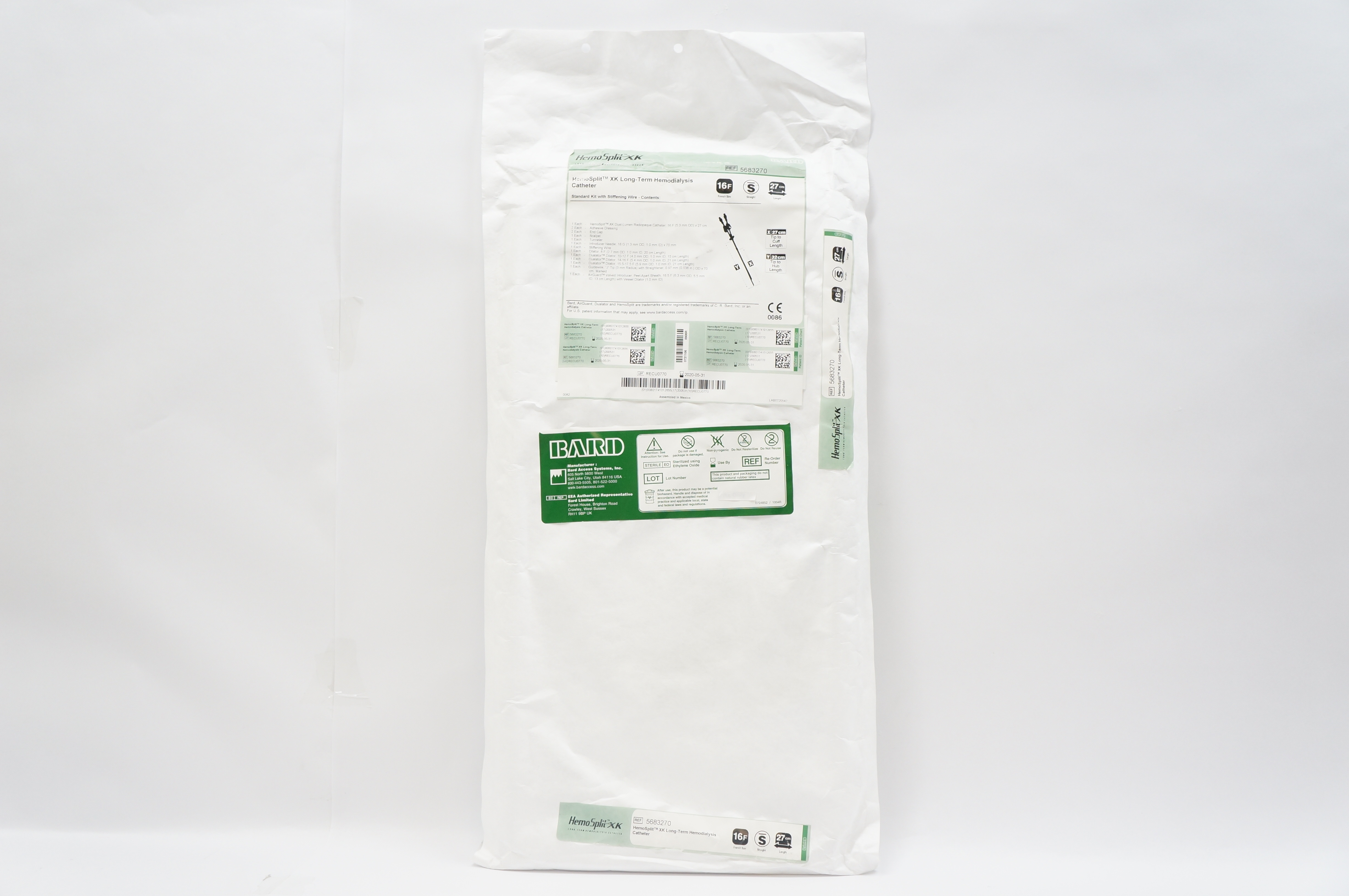 Bard 5683270 HemoSplit XK Long-Term Hemodialysis Cath. 16F. x 20cm (x)