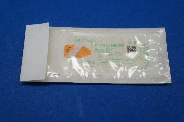Ethicon 2819 ETHILON, BV130-3 3.8mm 3/8c Taper, Black Monofilament, 5