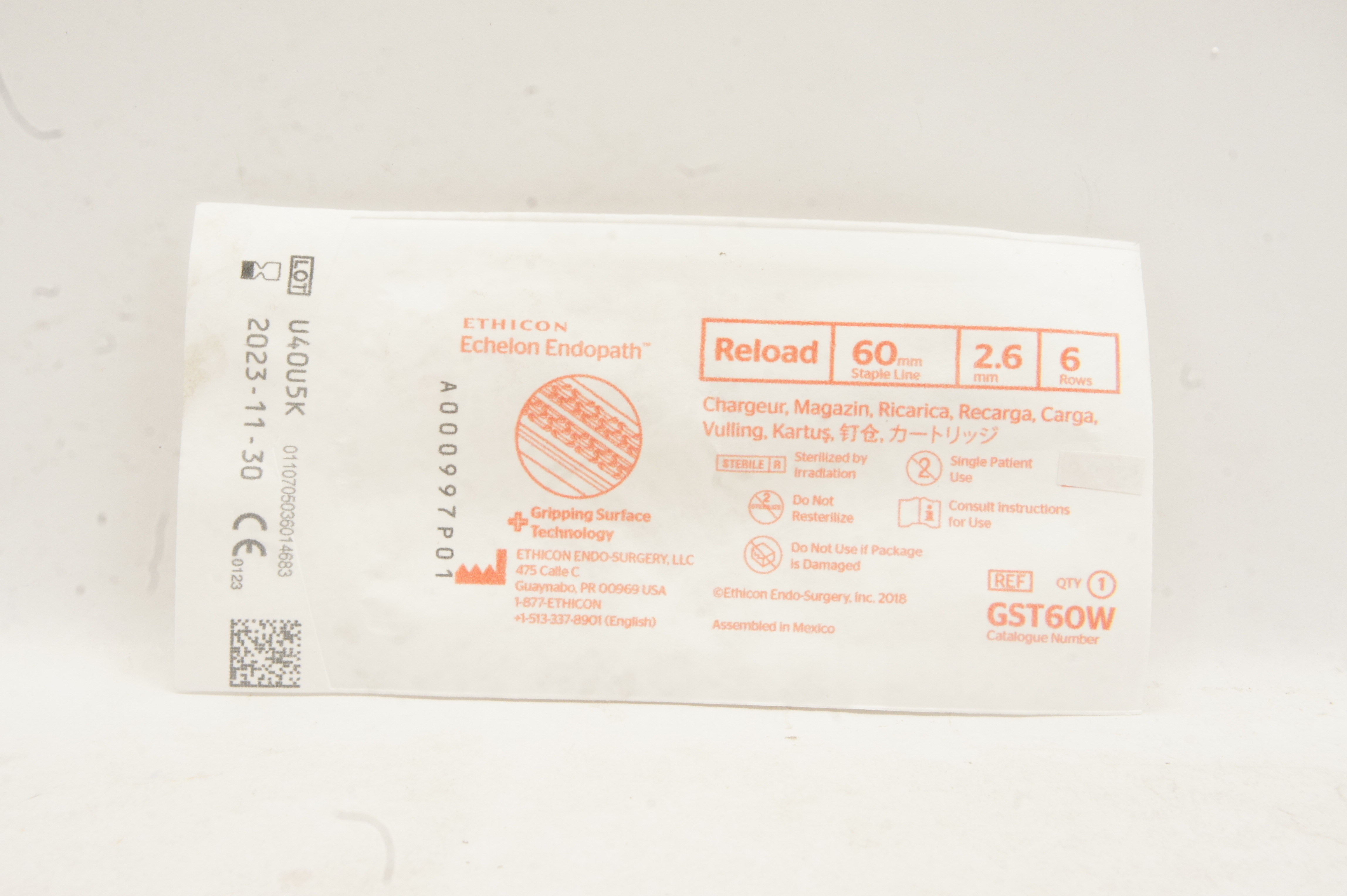 Ethicon GST60W Echelon Endopath Reload 6 Rows Staple Line 60mm x 2.6mm