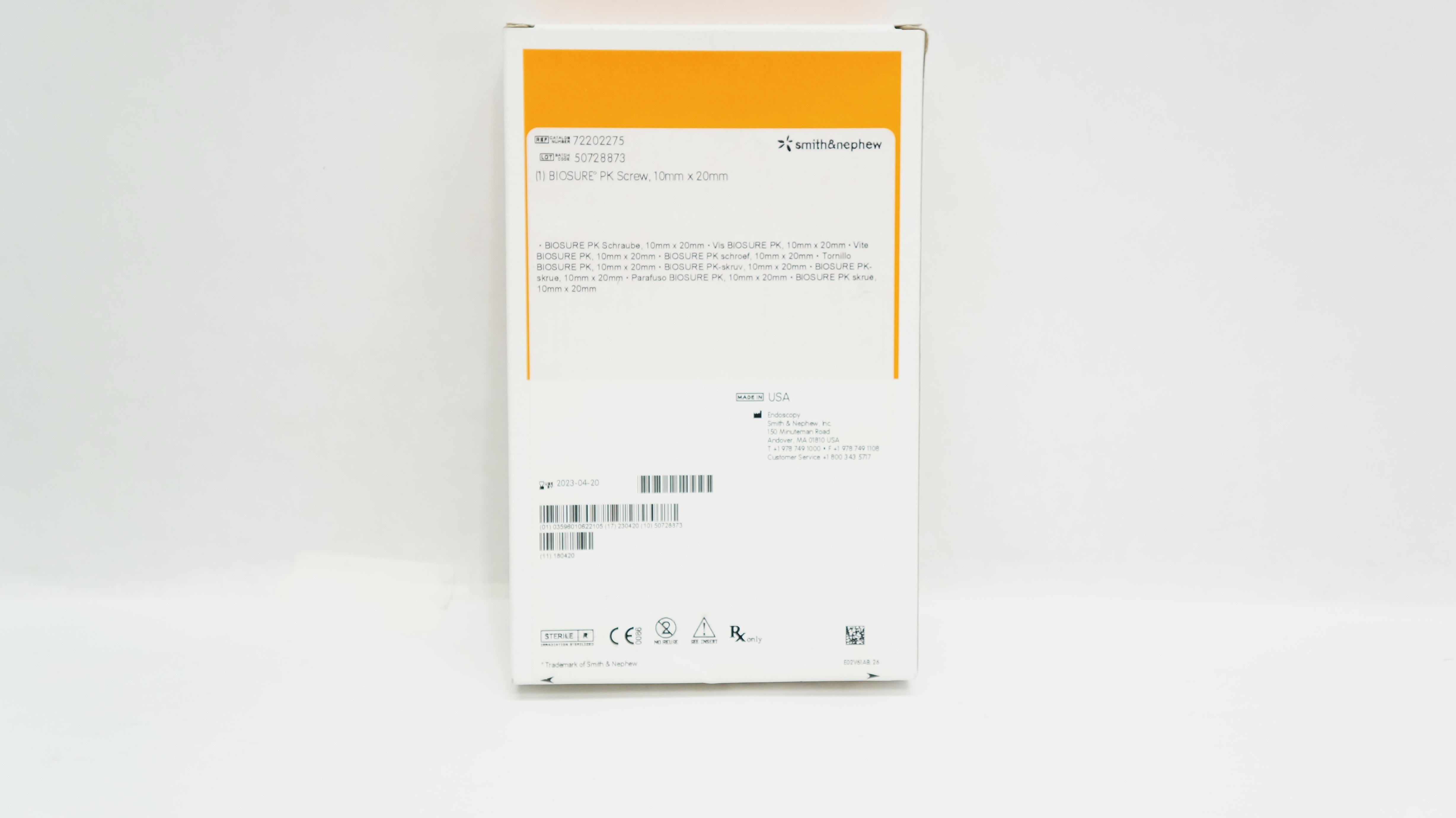 Smith&Nephew 72202275 BIOSURE PK SCREW 10mm X 20mm (x)