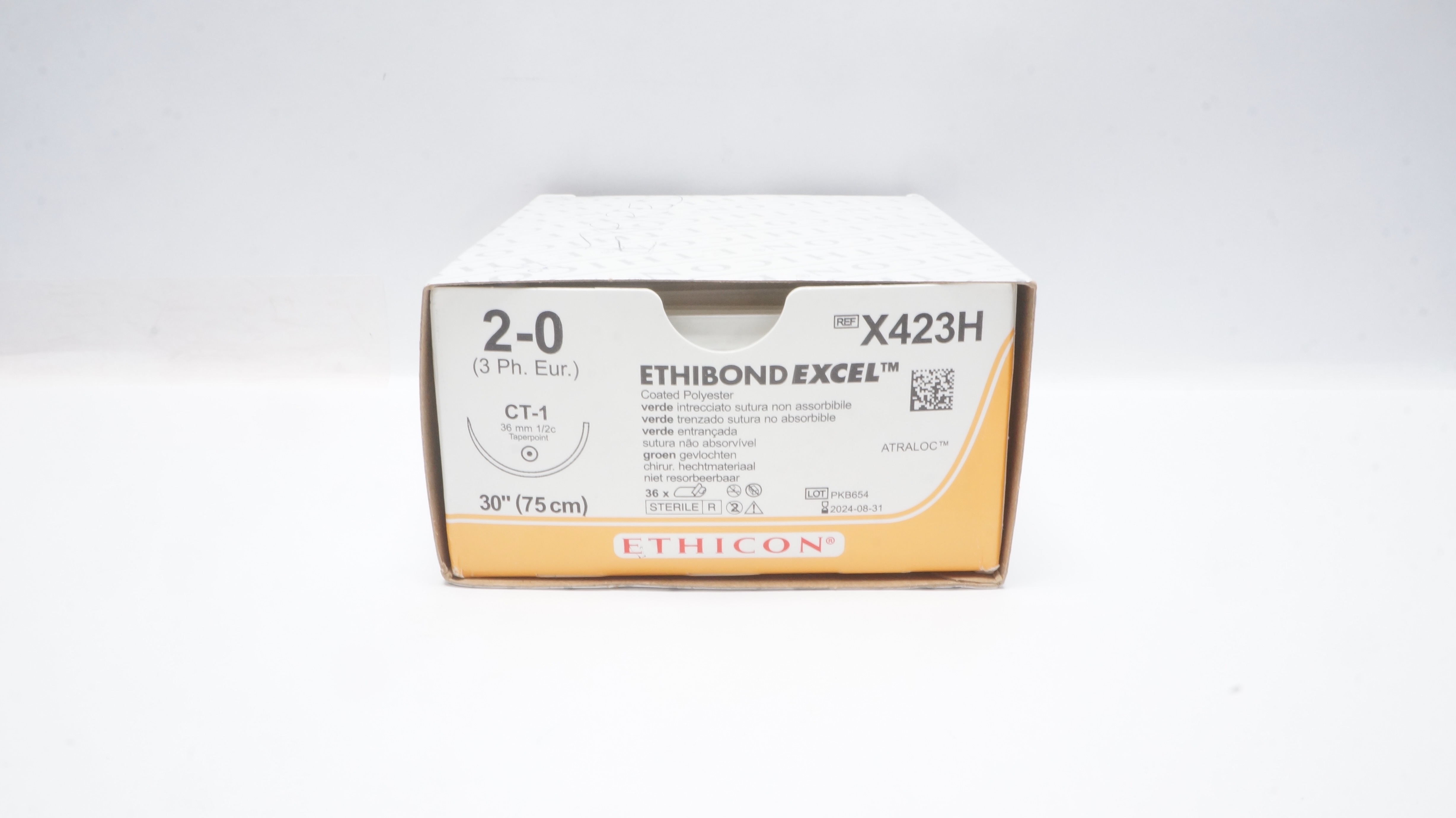 Ethicon X423H 2-0 ETHIBOND EXCEL CT-1 36mm 1/2c Taper 30inch (x) - Box of 35