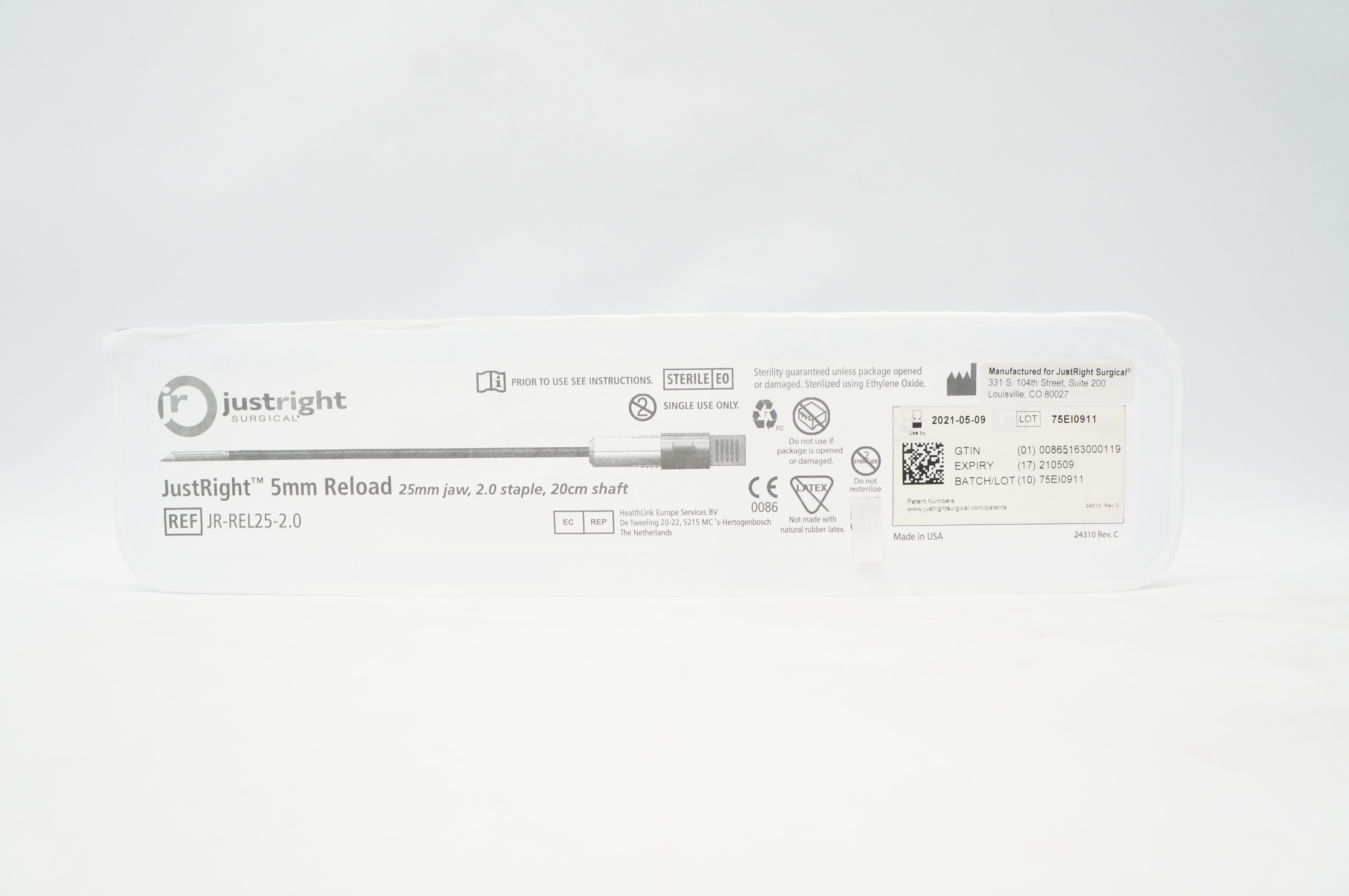 JustRight JR-REL25-2.0 5mm Reload 25mm Jaw, 2.0 Staple, 20cm Shaft (x)