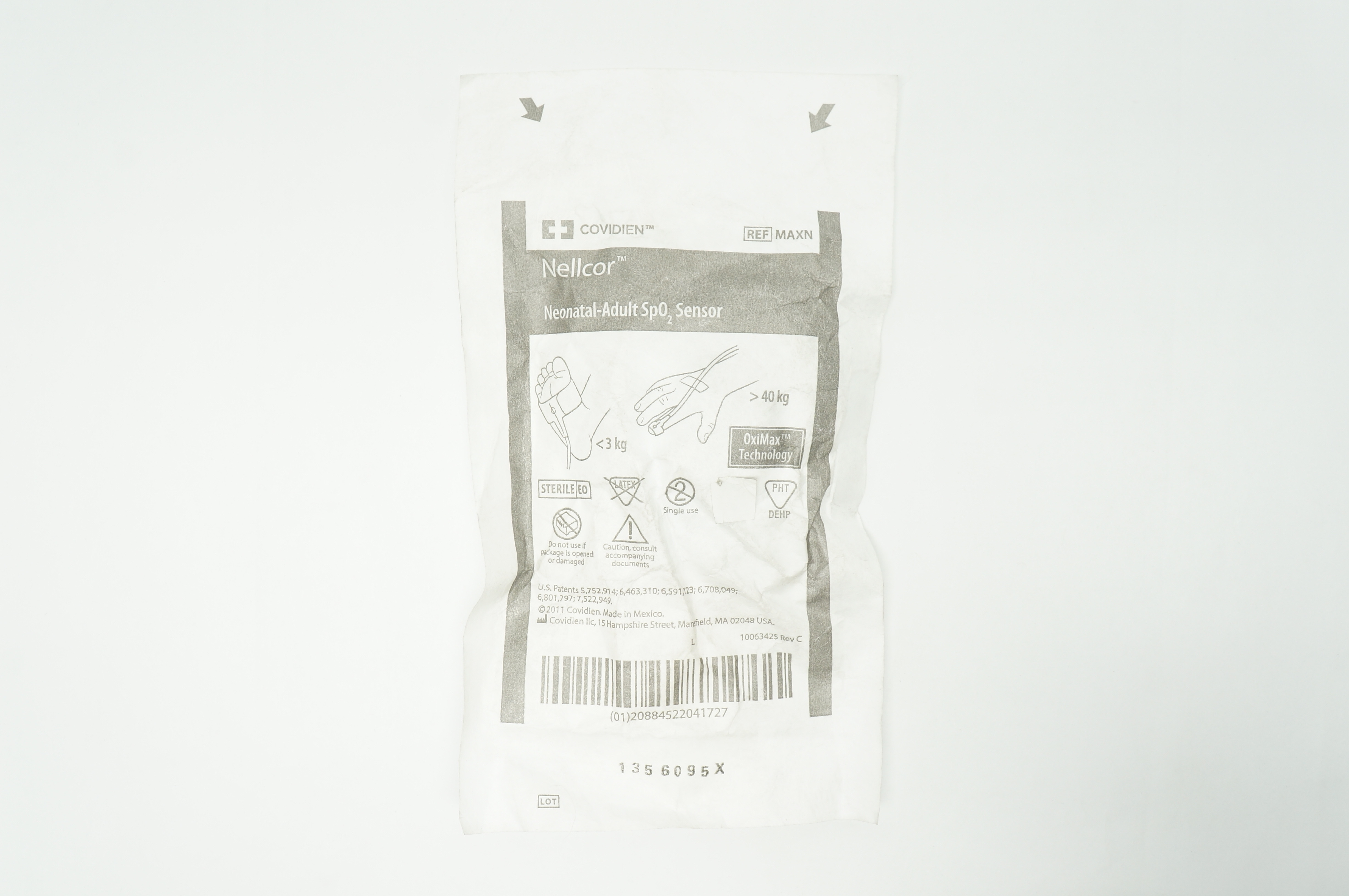 Covidien MAXN Nellcor Neonatal-Adult SPO2 Sensor <3kg, >40kg