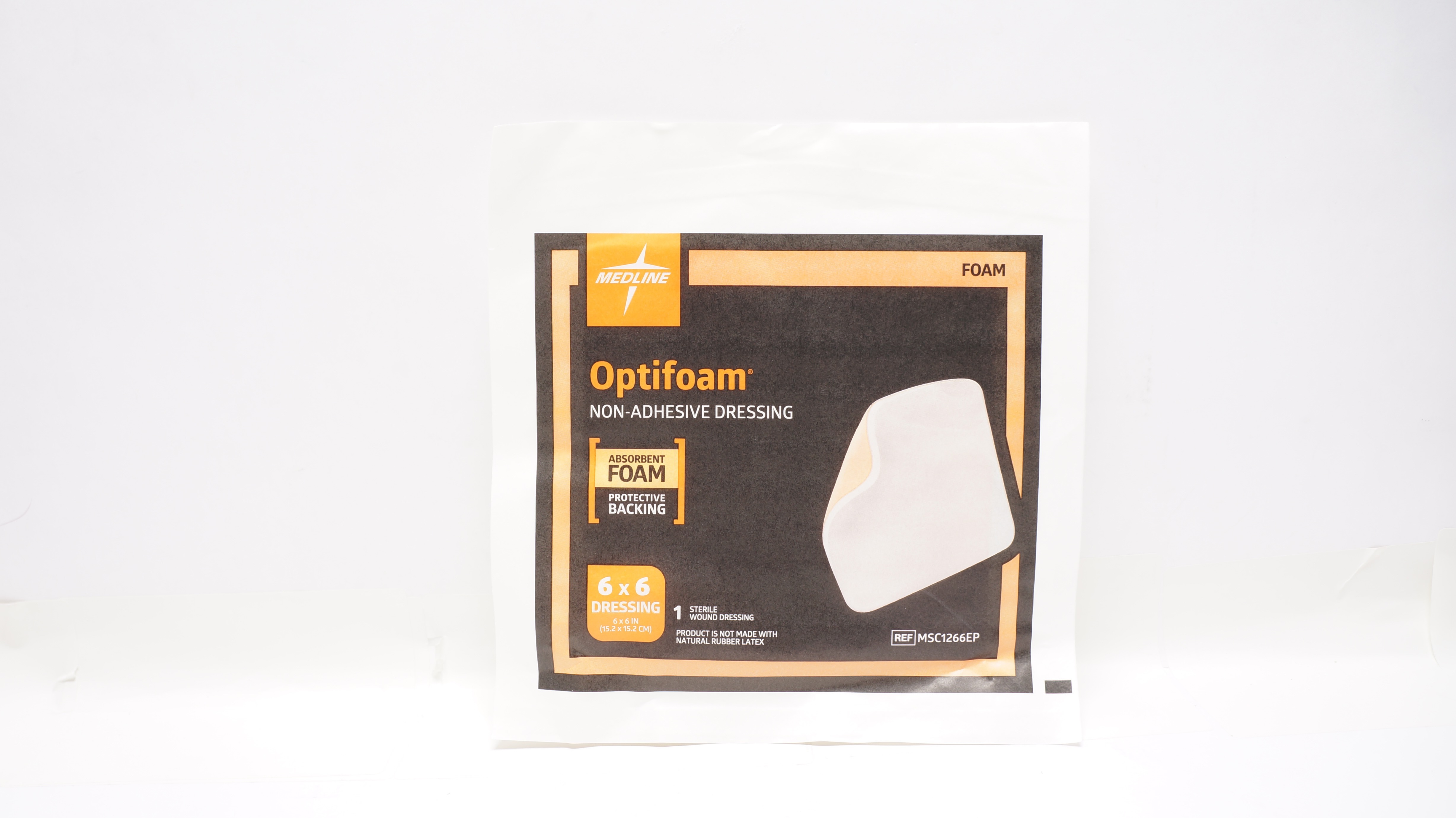 Medline MSC1266EP Optifoam Non-Adhesive Wound Dressing 6in x 6in