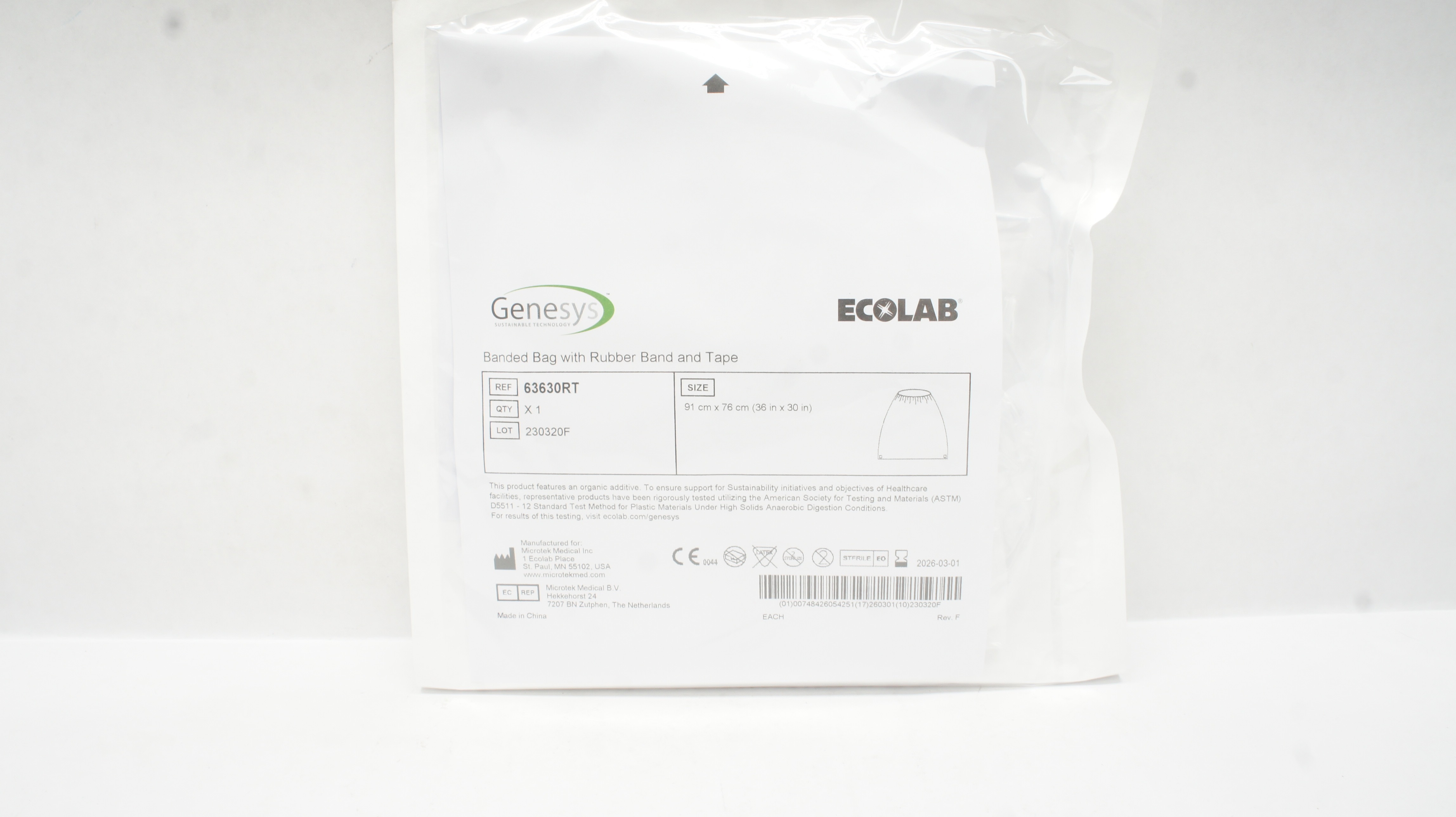 Microtek Medical 63630RT Genesys Banded Bag W/Rubber Band & Tape 36in.x30in.