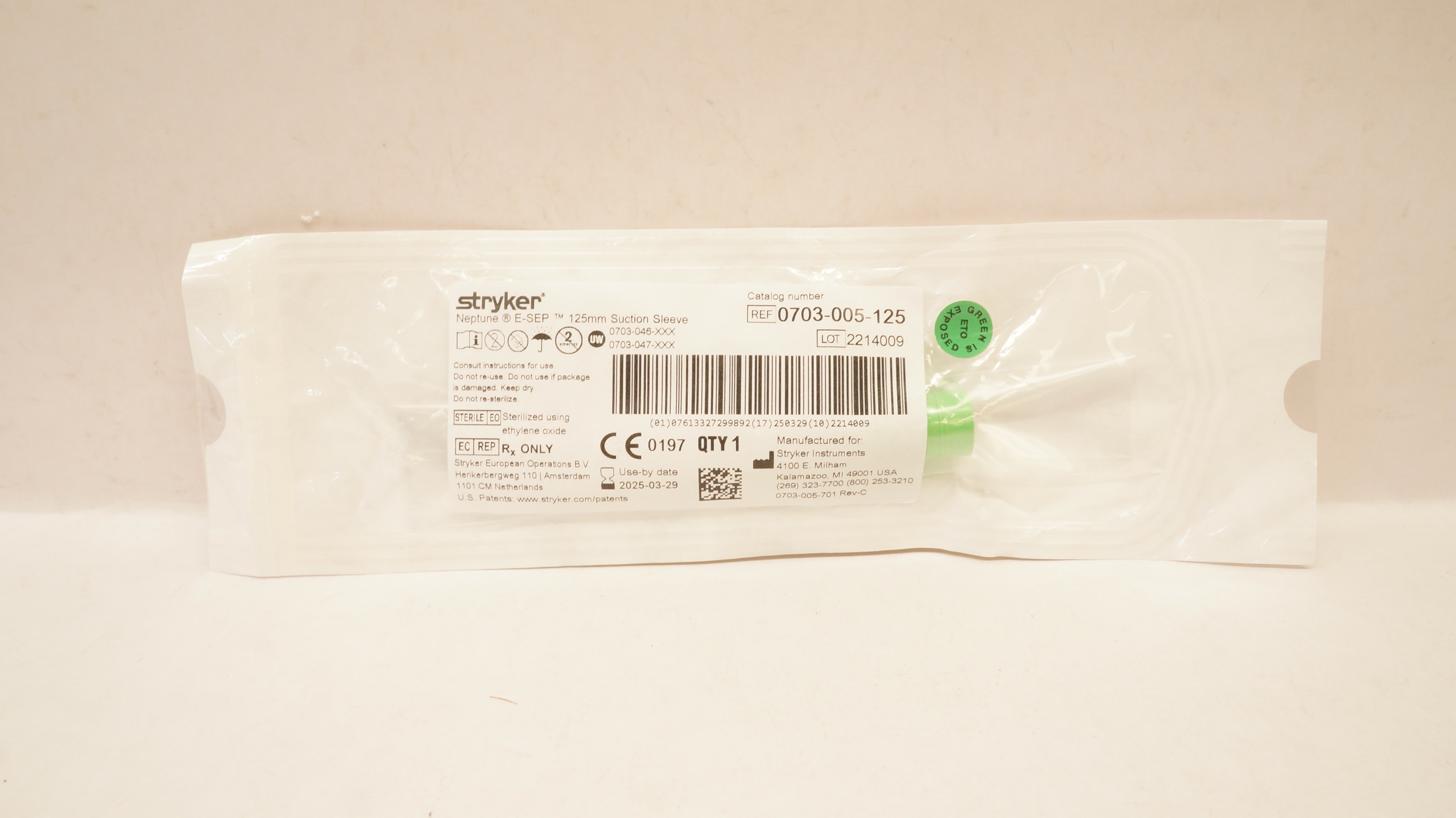 Stryker 0703-005-125 Neptune E-Sep 125mm Suction Sleeve