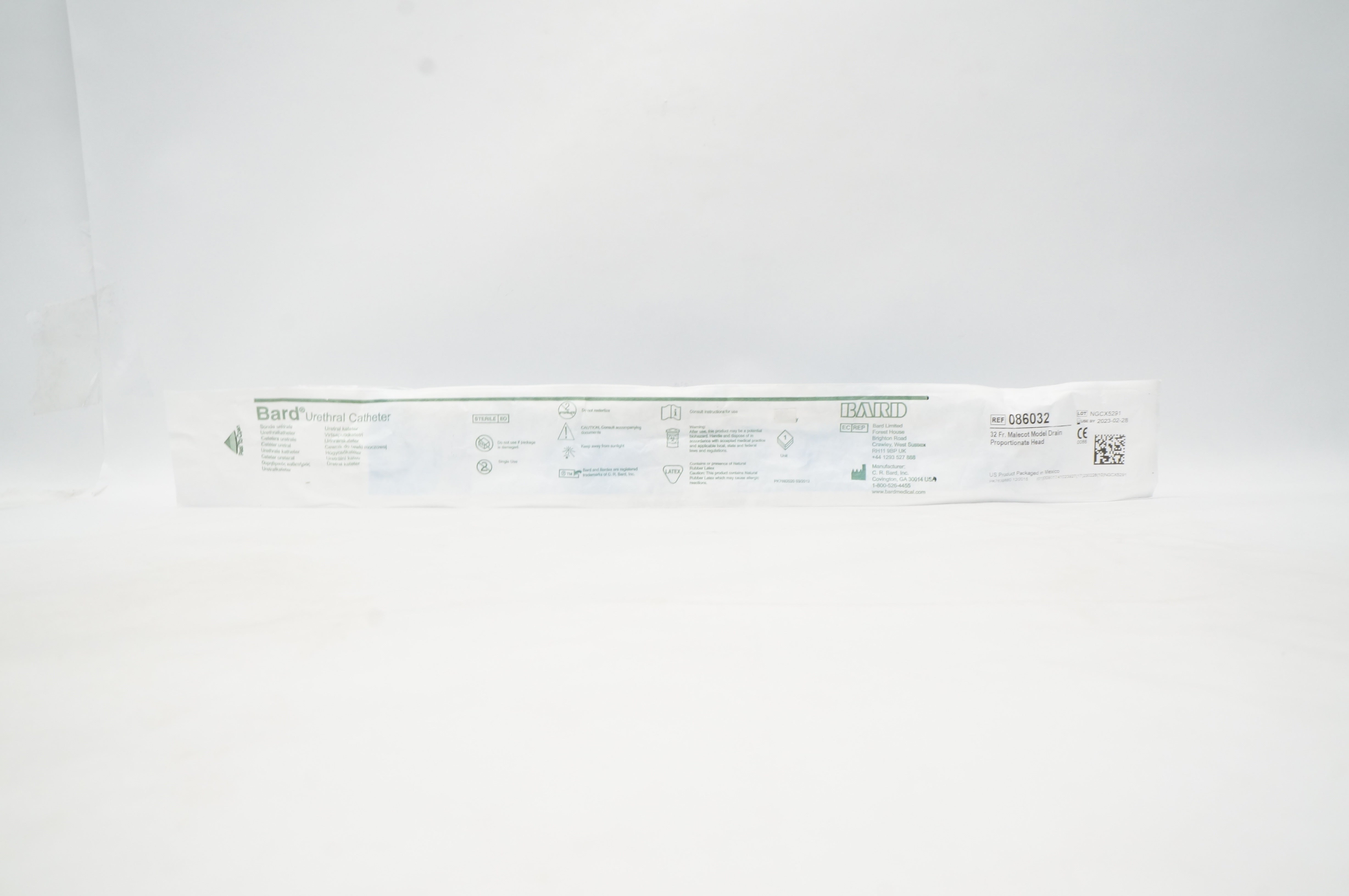 Bard 086032 Malecot Model Drain Proportionate Head 32Fr Urethral Cath.