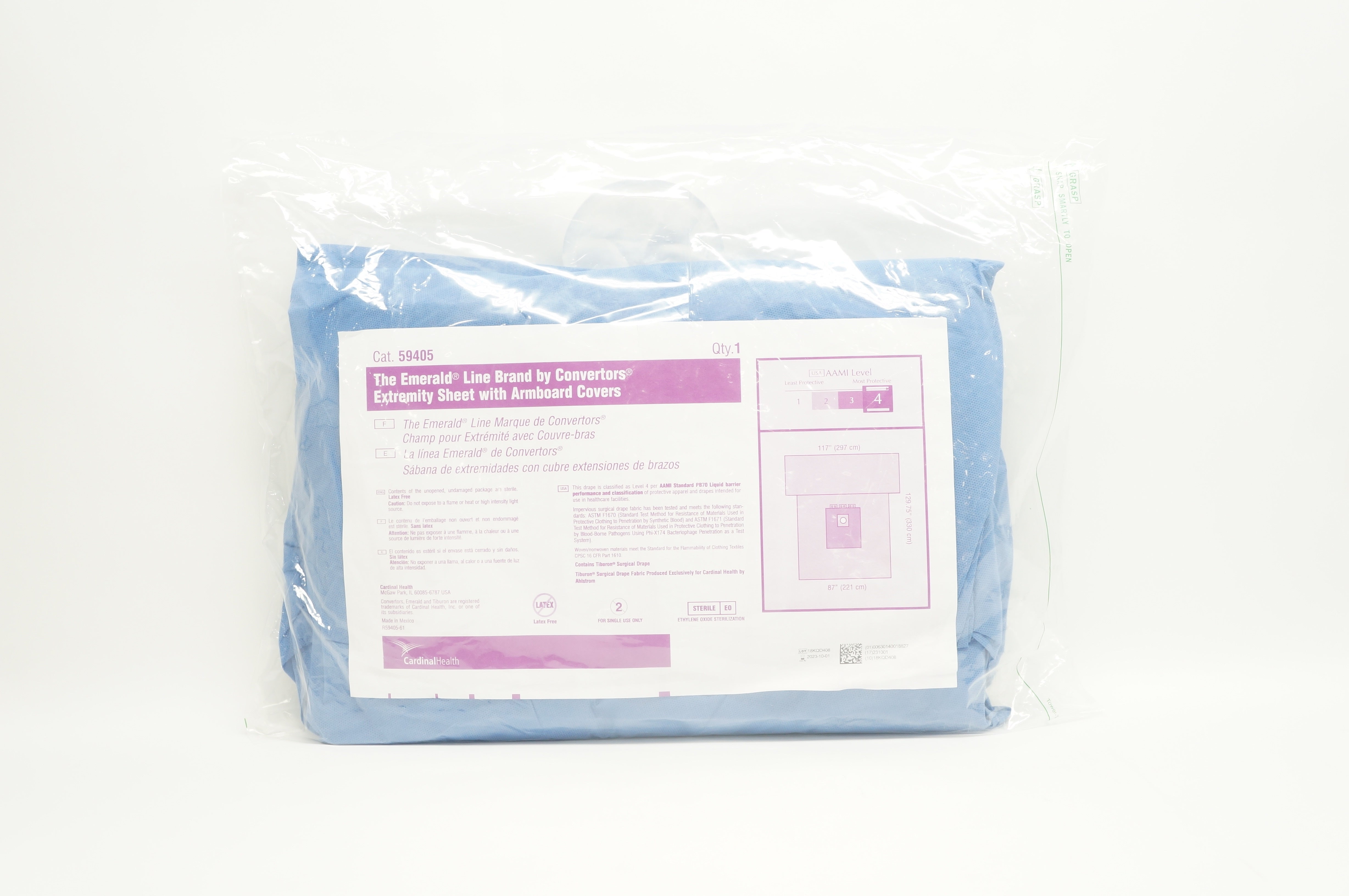 Cardinal Health 59405 Emerald Extremity Sheet 117inch x 129.75inch x 87inch