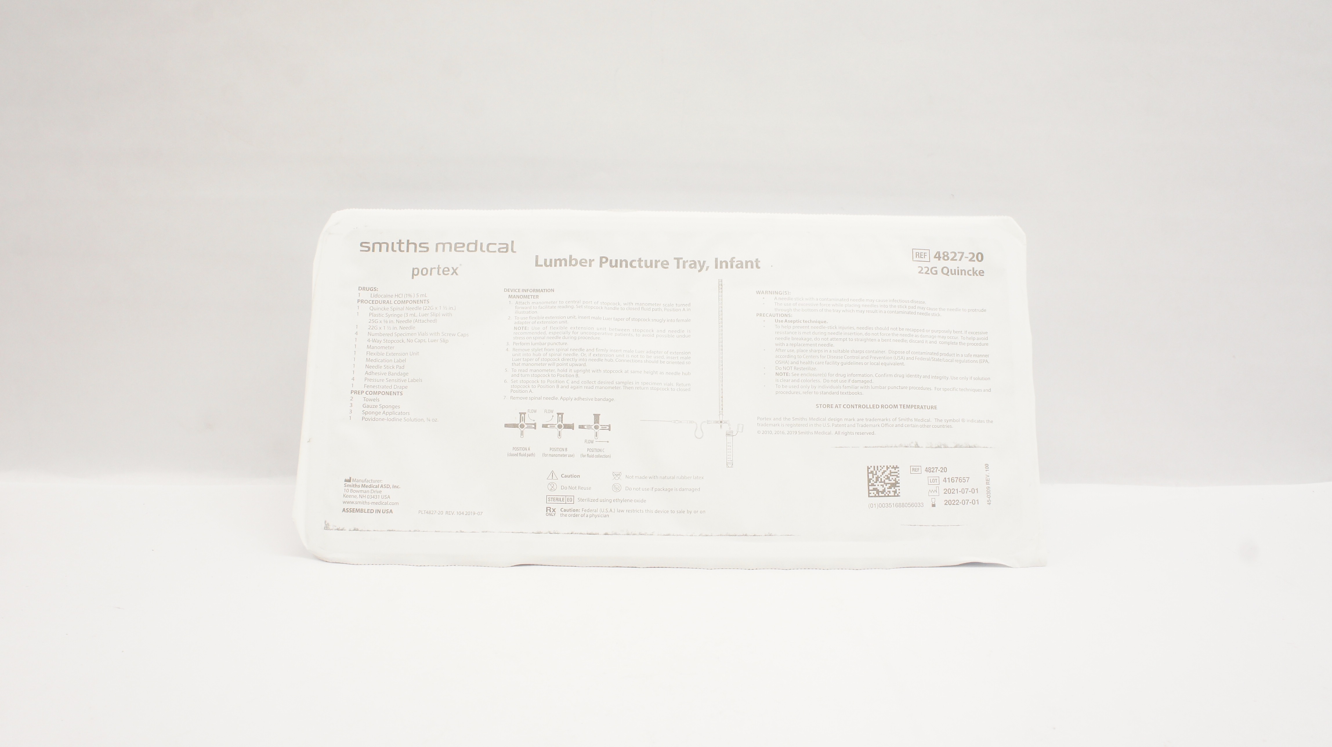 Smiths Medical 4827-20 Portex Lumbar Puncture Infant 22G Quincke (x)