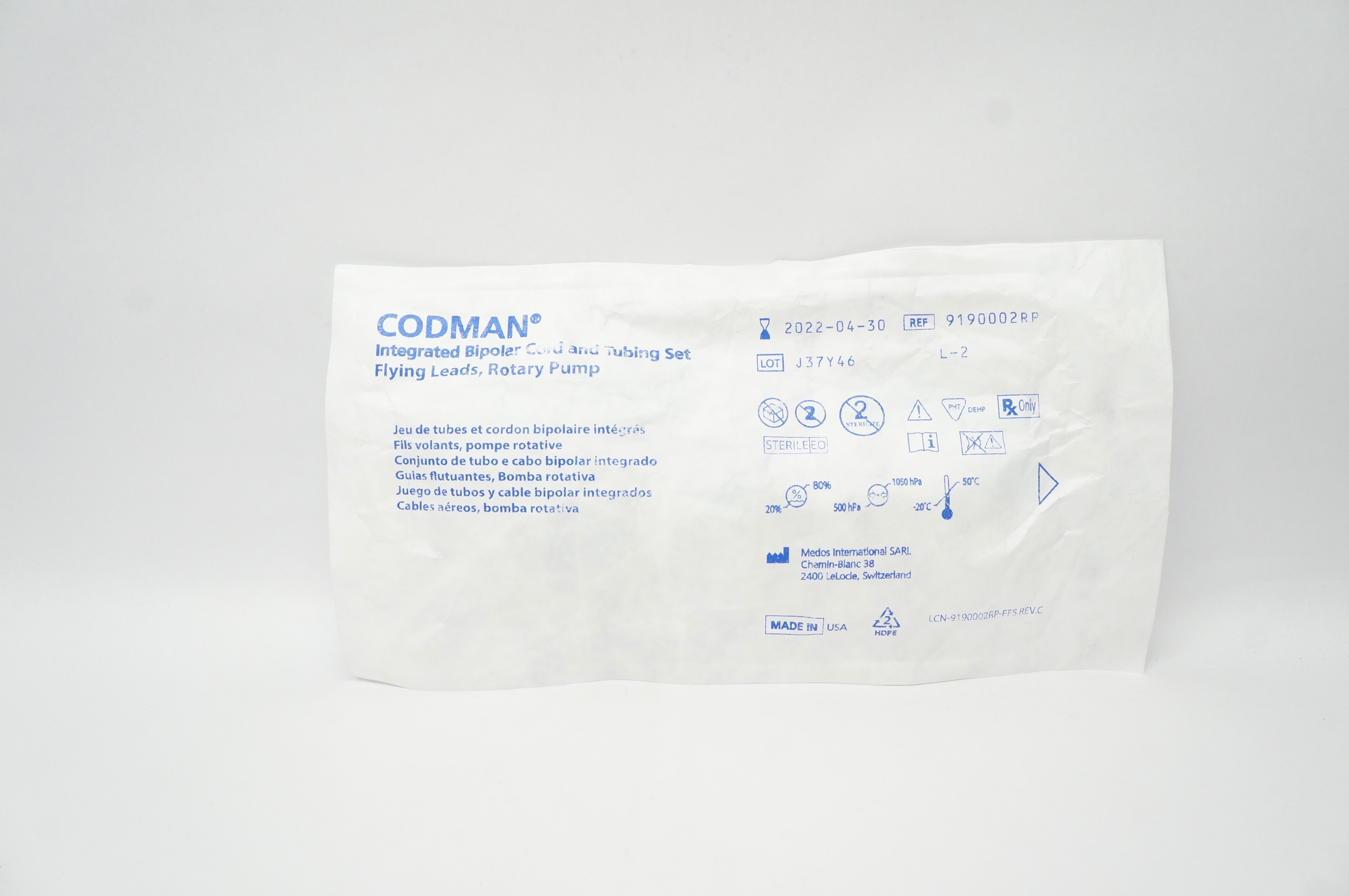 Medos 9190002RP CODMAN Integrated Bipolar Cord and Tubing Set (x)