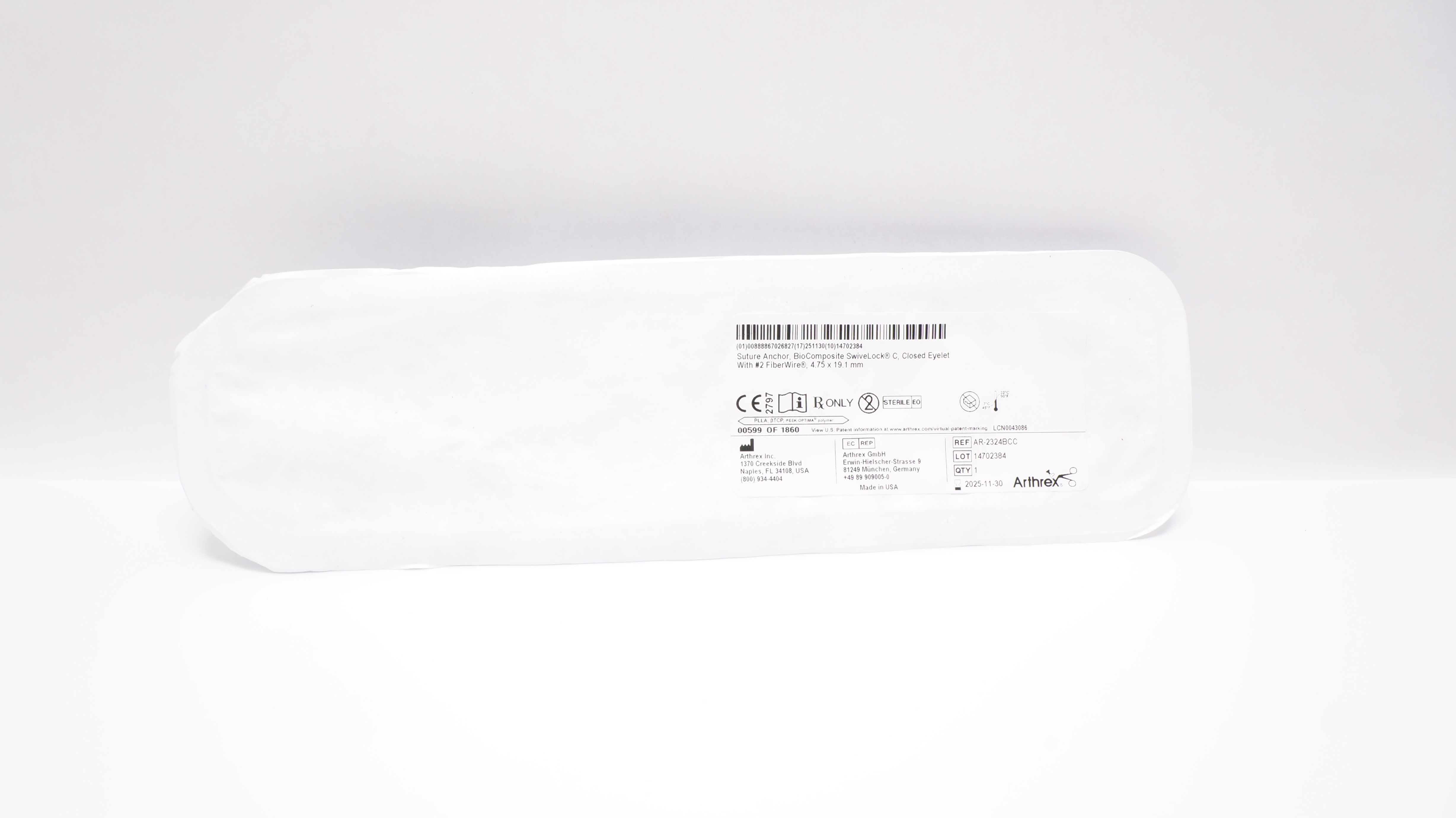 Arthrex AR-2324BCC Stre Anchor BioComposite SwiveLock C 4.75 x 19.1mm