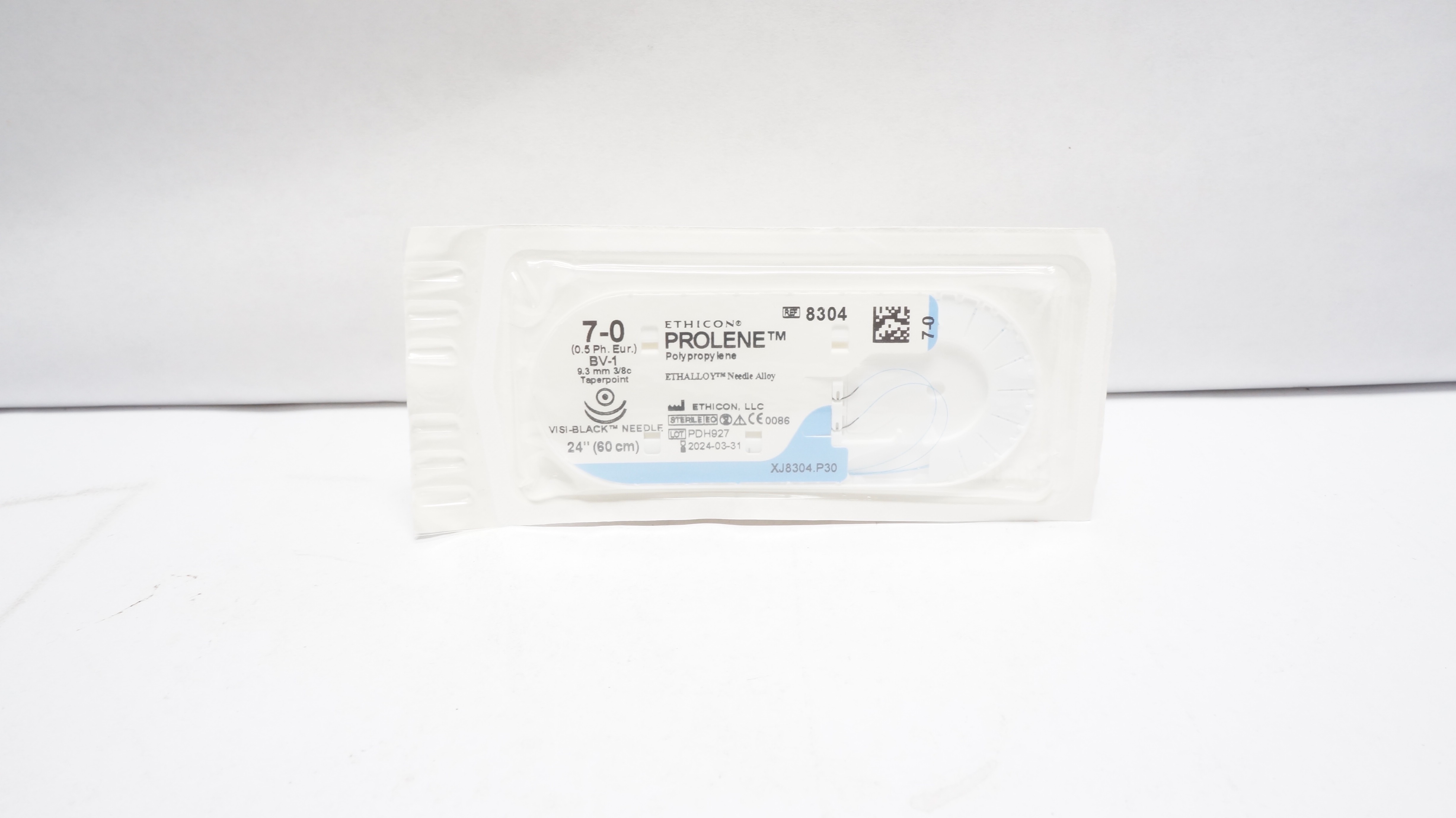 Ethicon 8304 7-0 Prolene BV-19.3mm 3/8c Taperpoint Visi-Black Needle 24In (x)