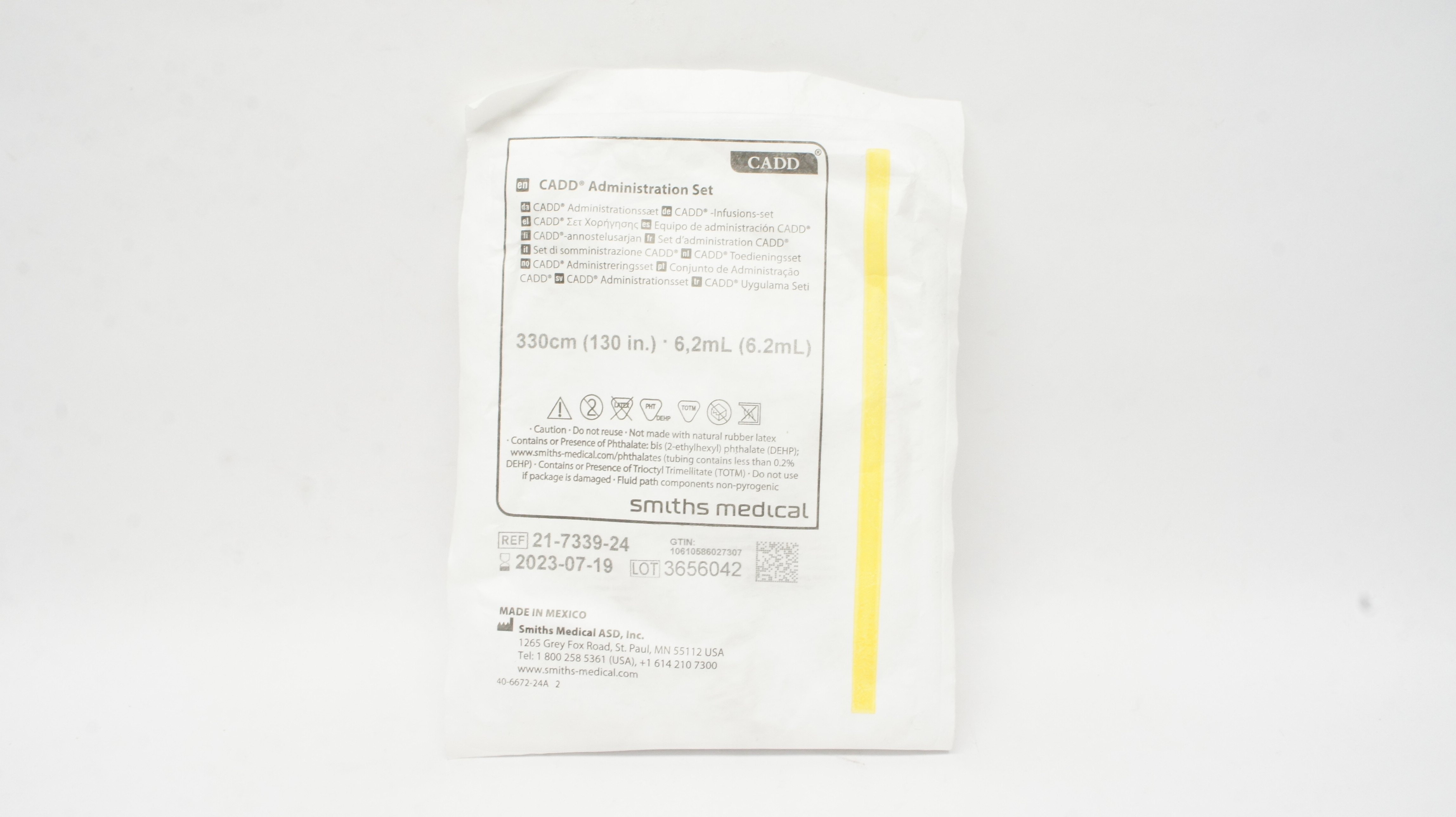 Smiths Medical 21-7339-24 CADD Administration Set 6.2ml 130inch