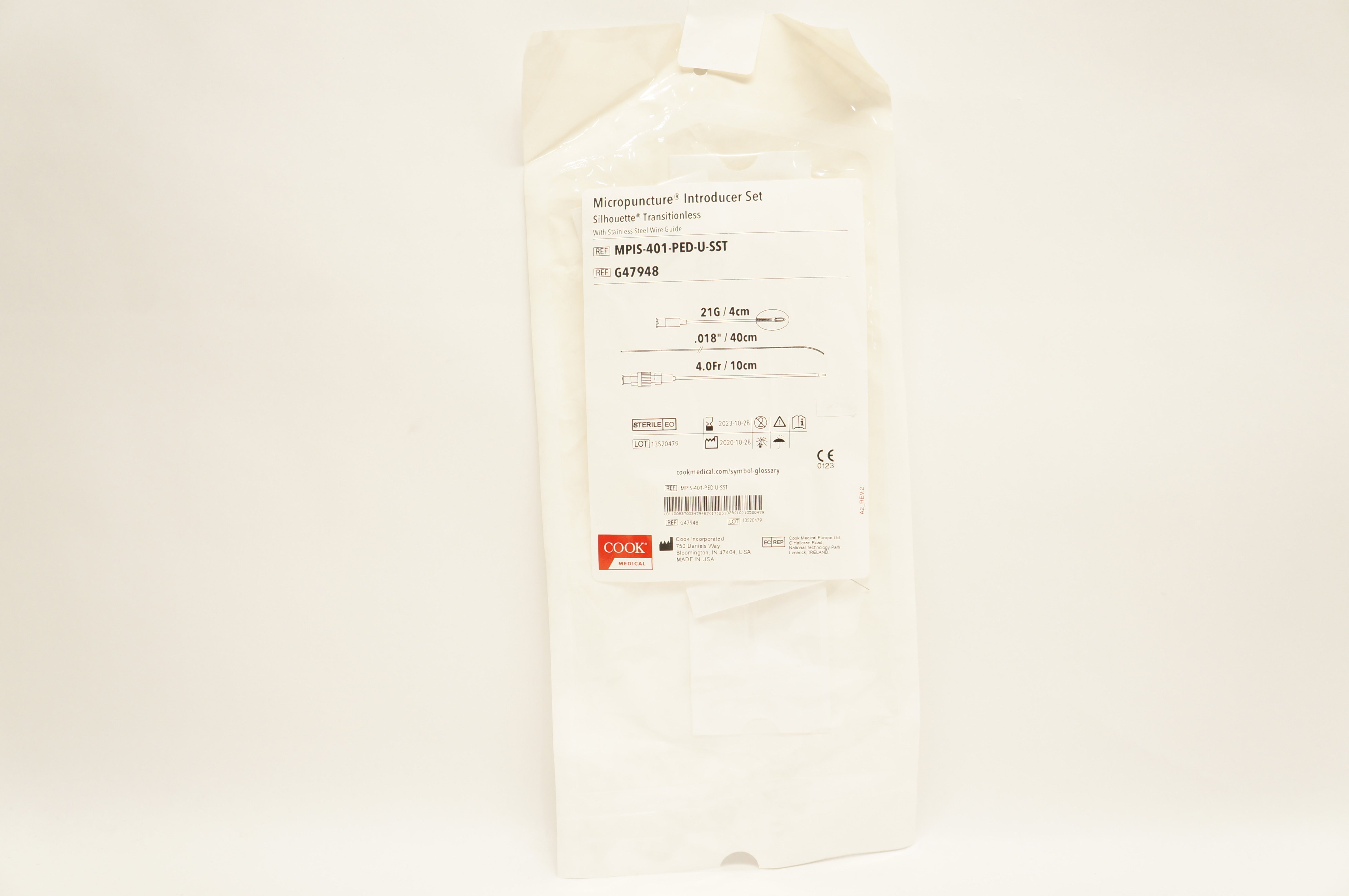 Cook G47948 Micropuncture Introducer Set Silhouette Transitionless 21G/4cm