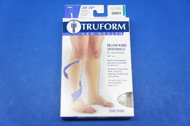 Truform 0865WH-M Medium size Compression Stocking Soft Top Open Toe 20-30 mmHg