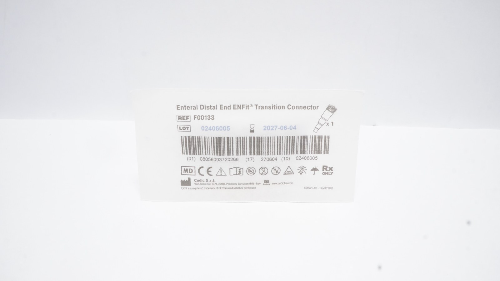 Cedic S.r.l. F00133 Enteral Distal End ENFit Transition Connector