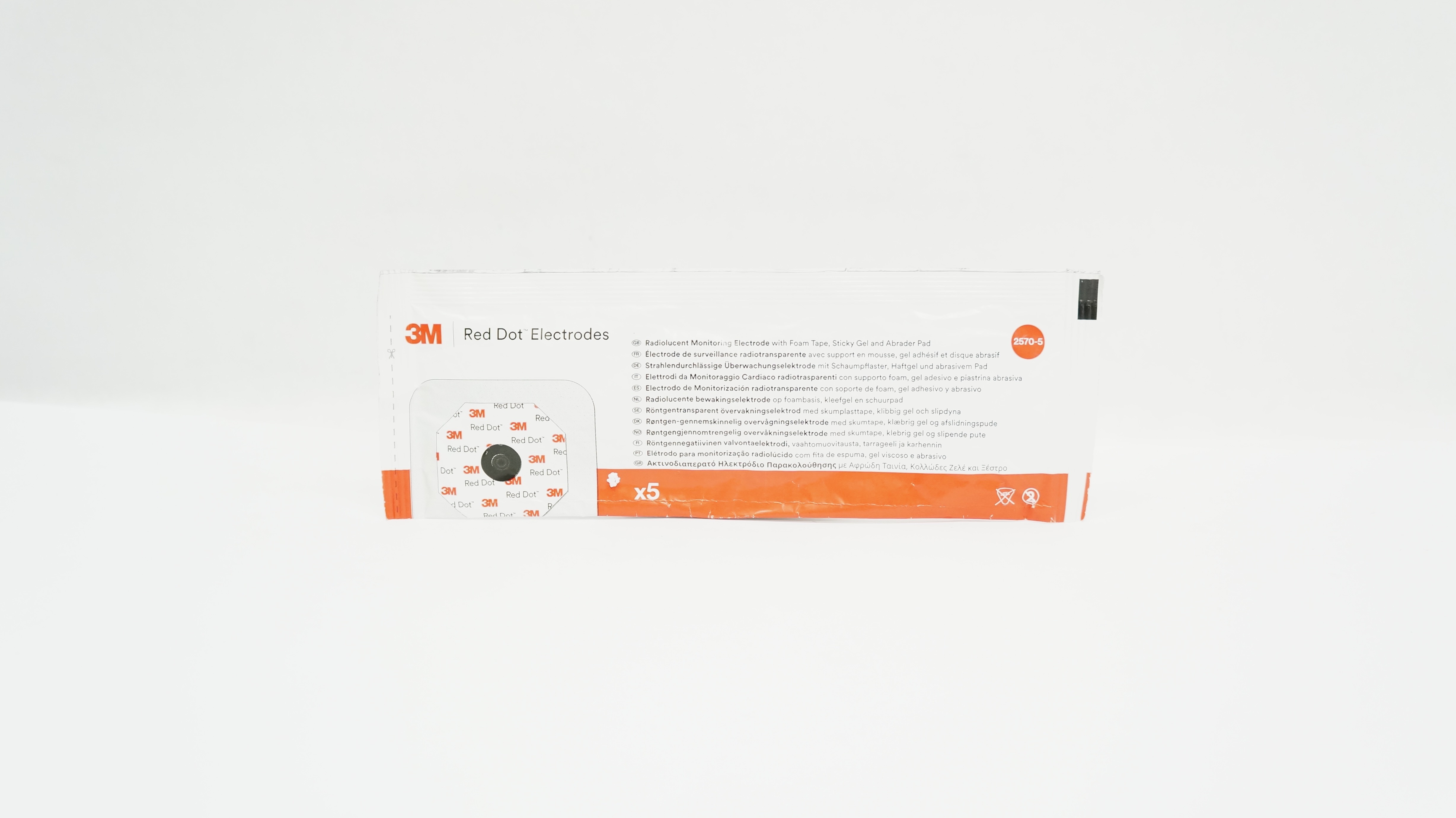 3M 2570-5 Red Dot Radiolucent Monitoring Electrode (x) - Pack of 5