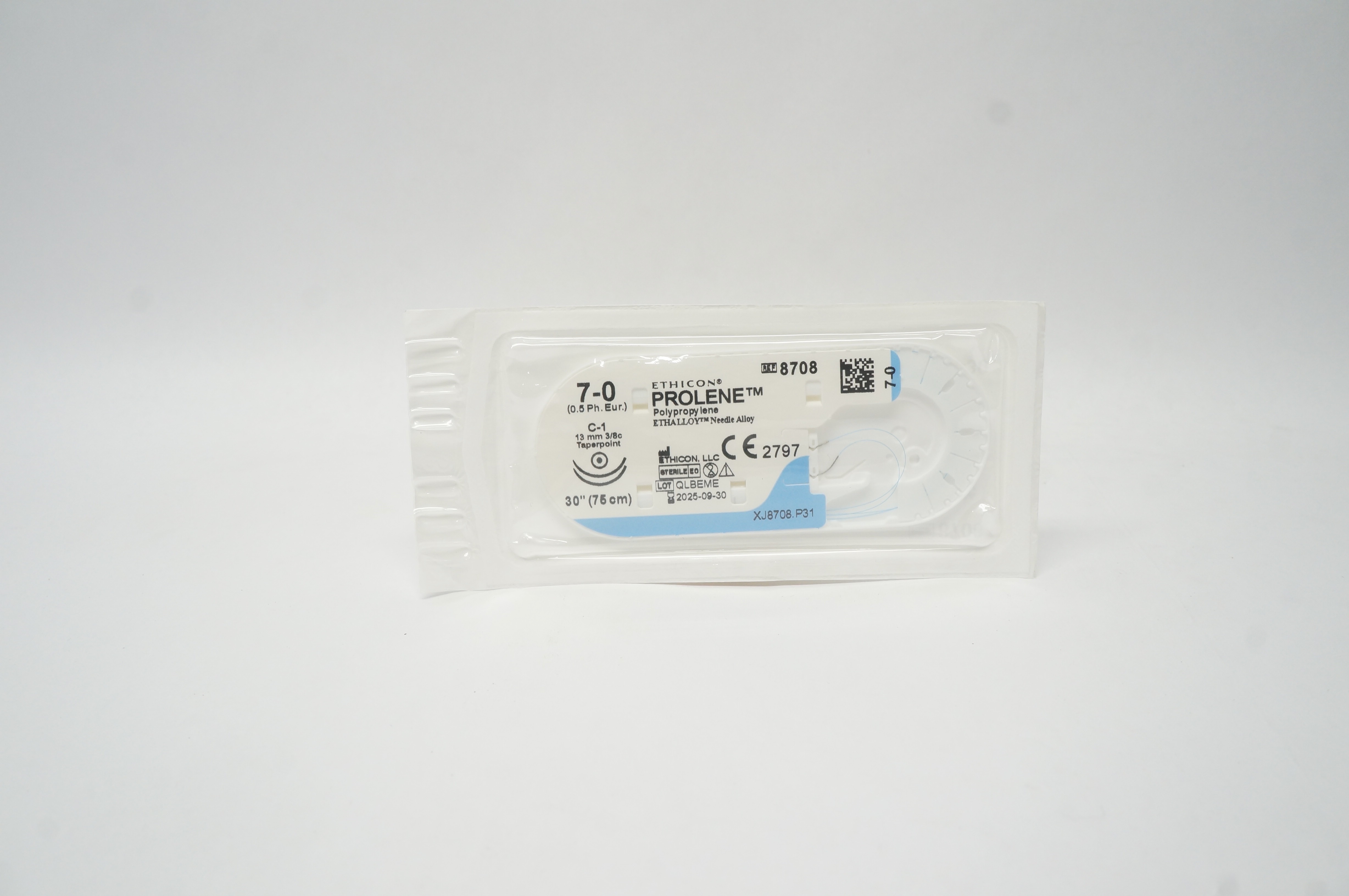 Ethicon 8708 7-0 Prolene Polypropylene Stre C-1 13mm 3/8c Taperpoint, 30inch