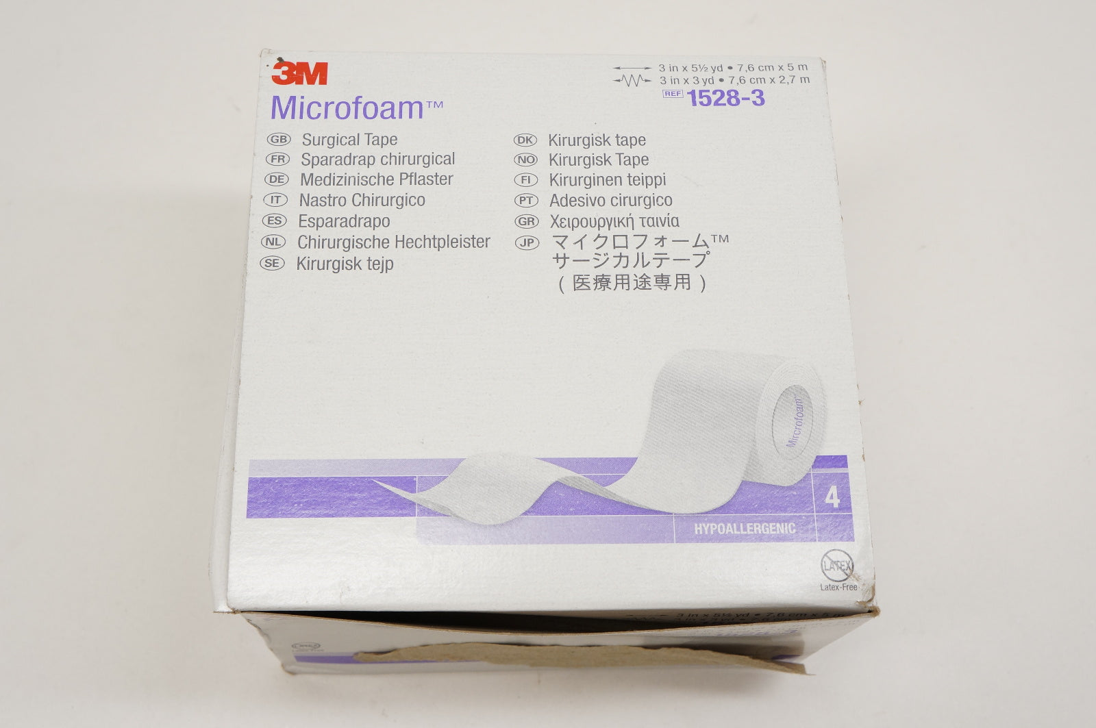 3M 1528-3 Microfoam Surgical Tape 3inch x 5-1/2yd, Hypoallergenic - Box of 2