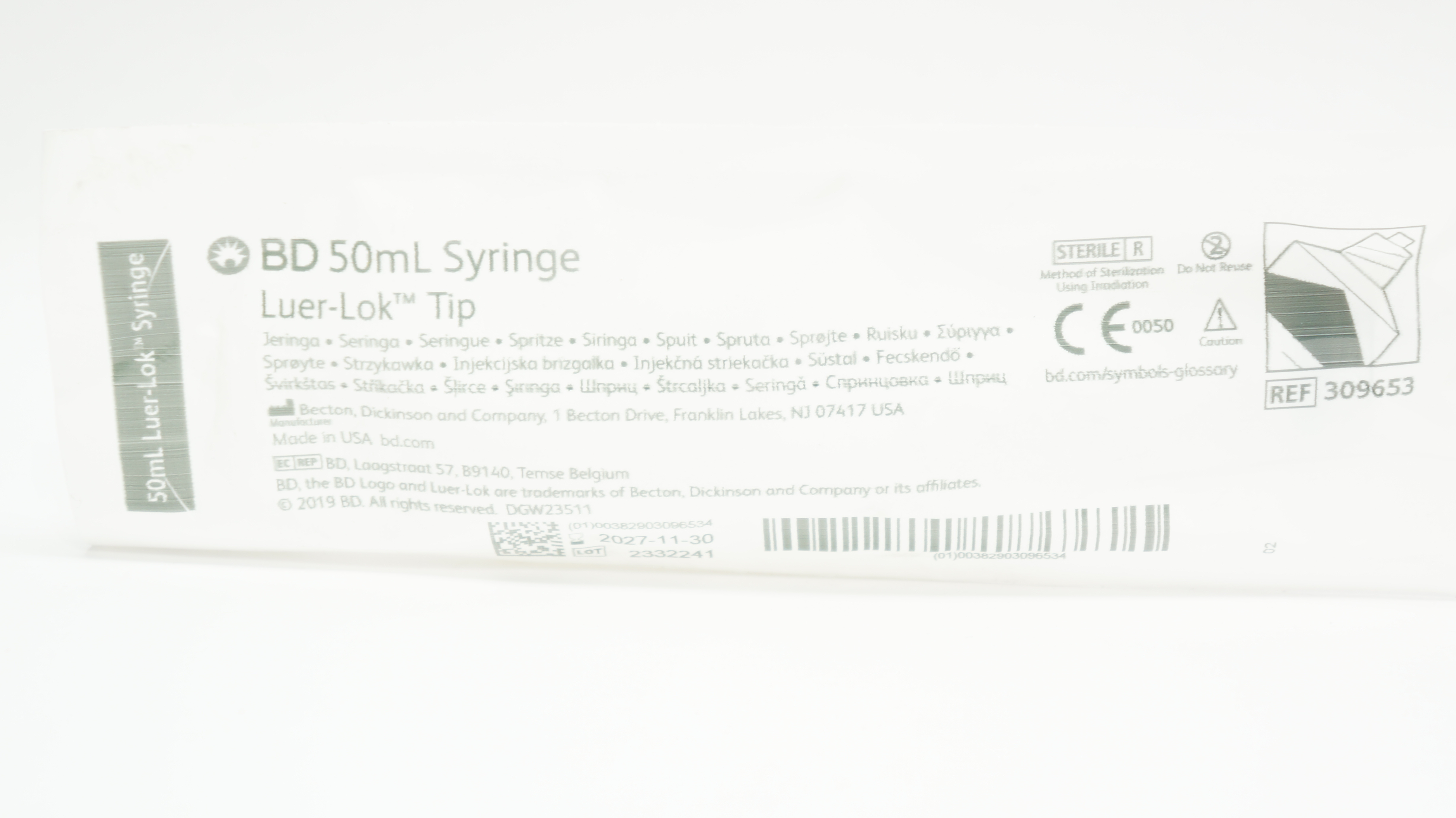 BD 309653 50ml Syringe Luer-Lok Tip