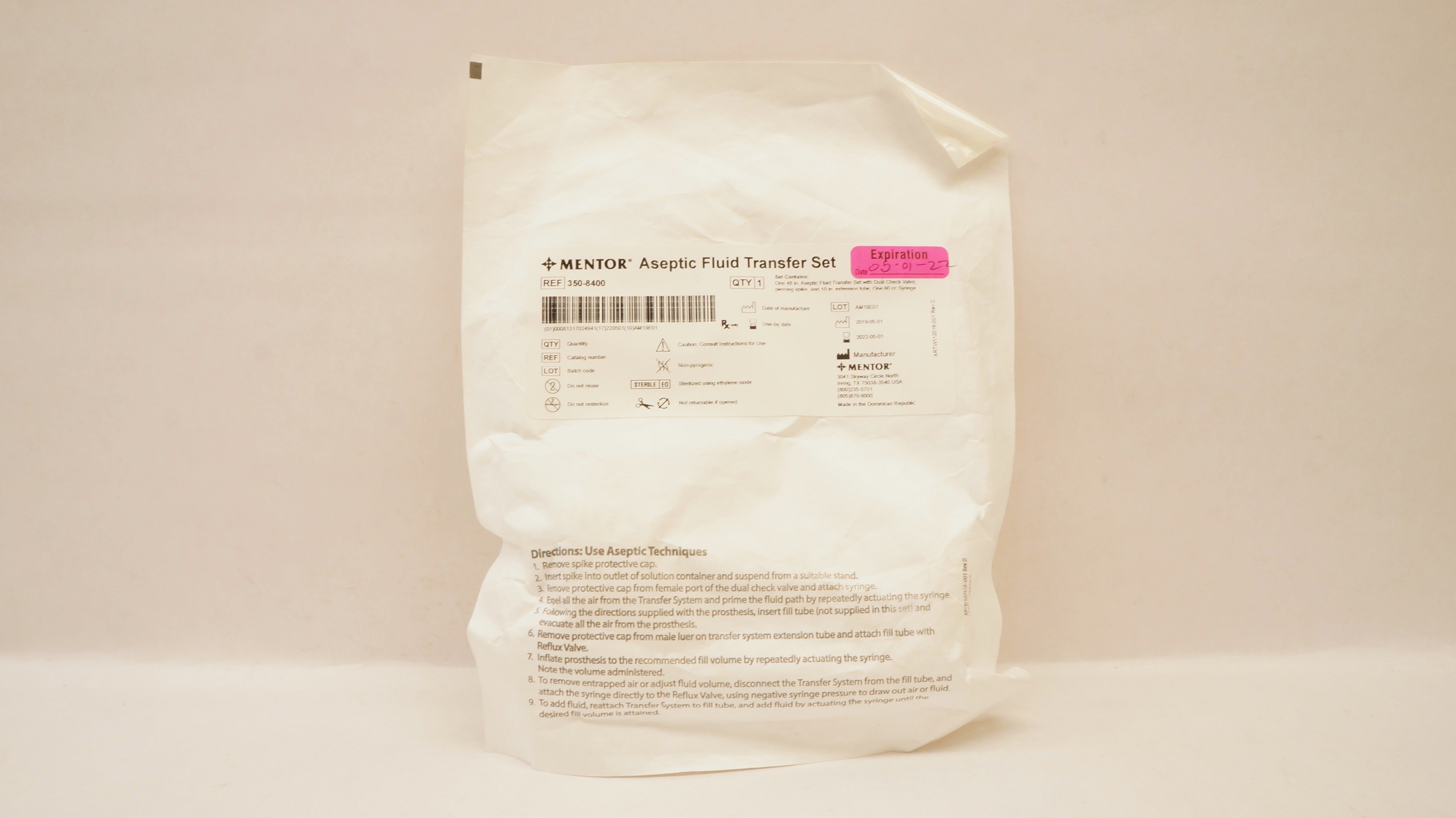 Mentor 350-8400 Aseptic Fluid Transfer Set (x)