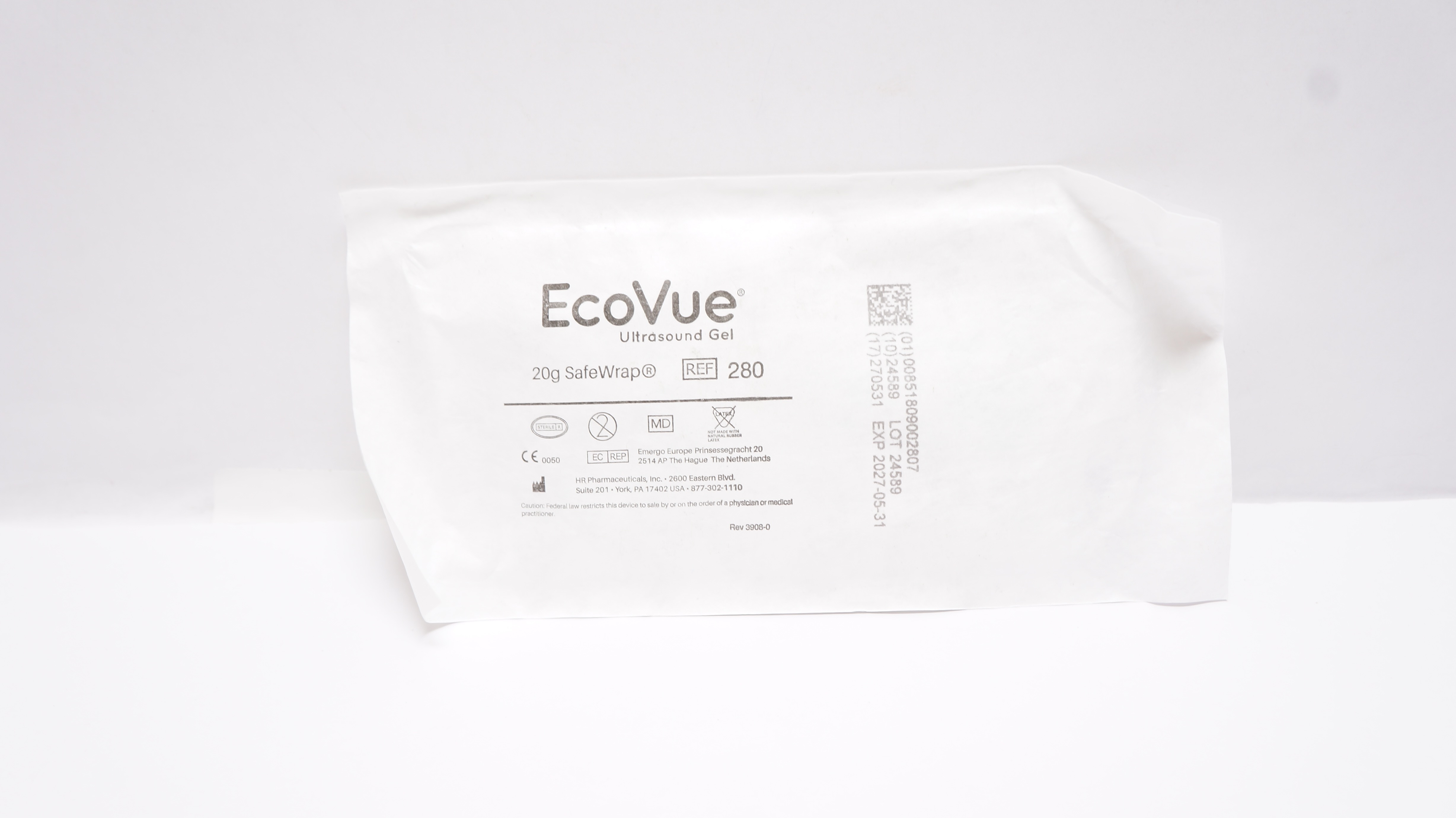 HR Pharmaceuticals 280 EcoVue Ultrasound Gel 20g SafeWrap