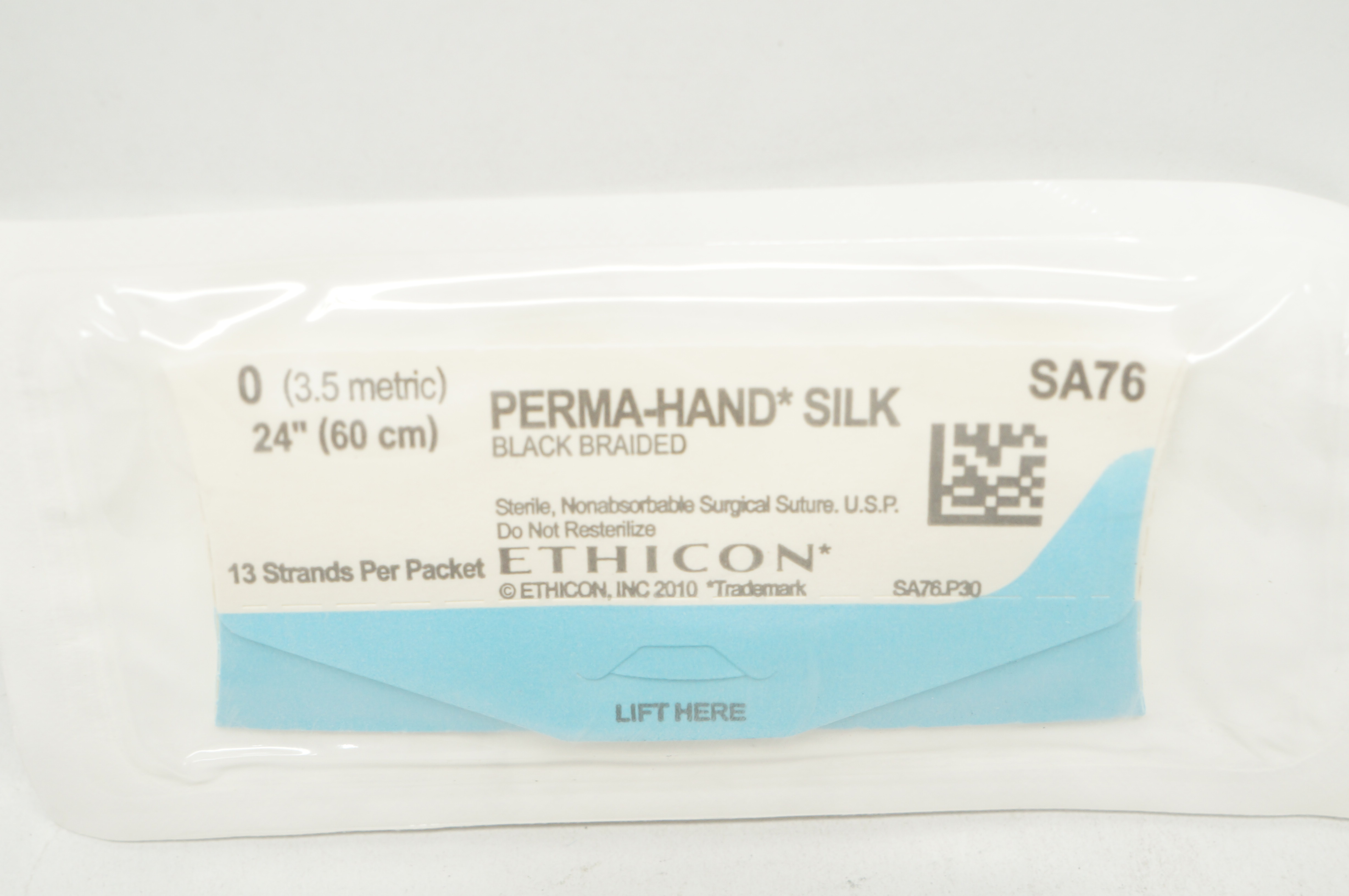 Ethicon SA76 0 Perma-Hand Silk Black Braided Surgical Stre, 24 inch
