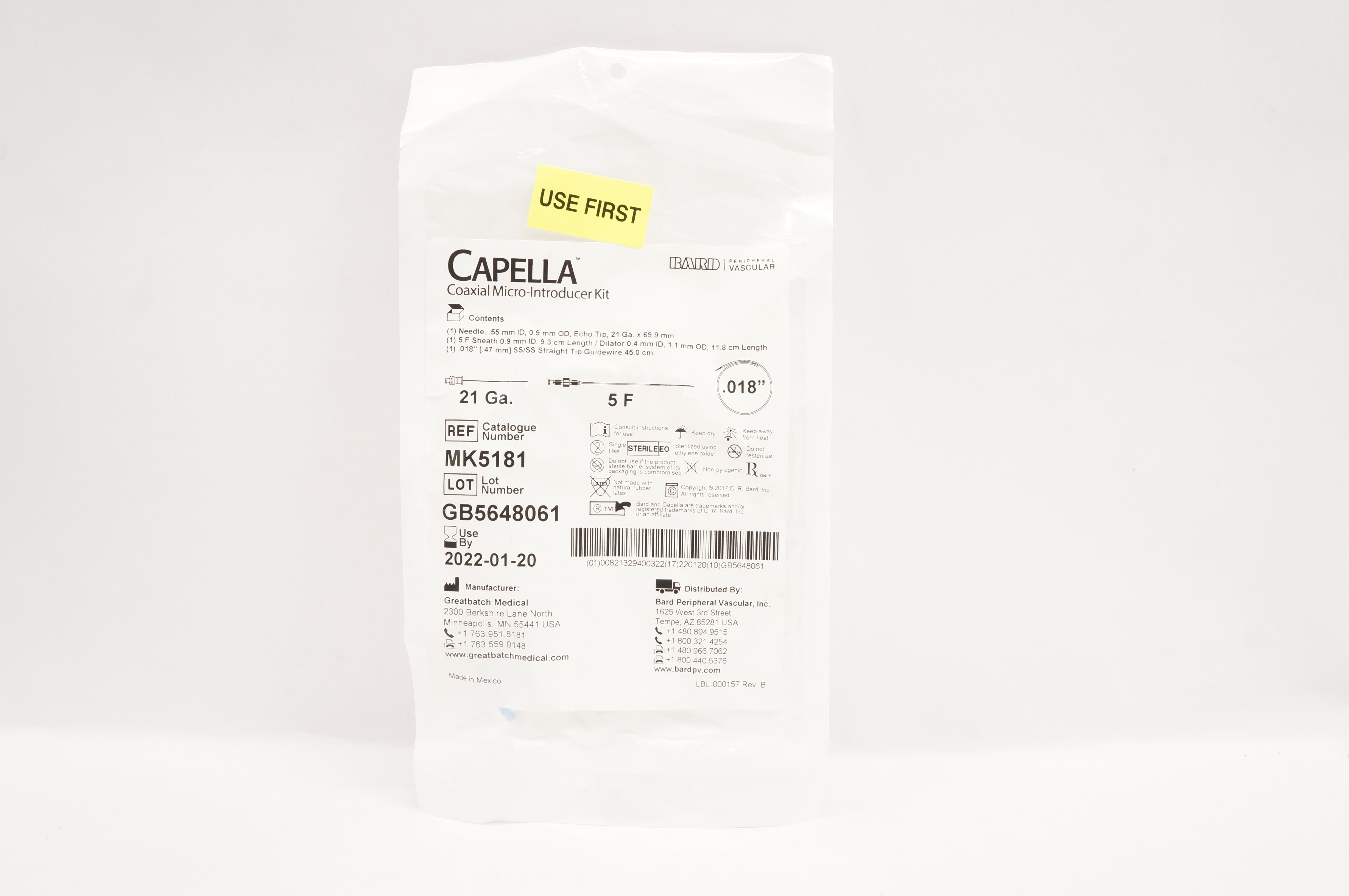 BARD MK5181 Capella Coaxial Micro-Introducer Kit (x)