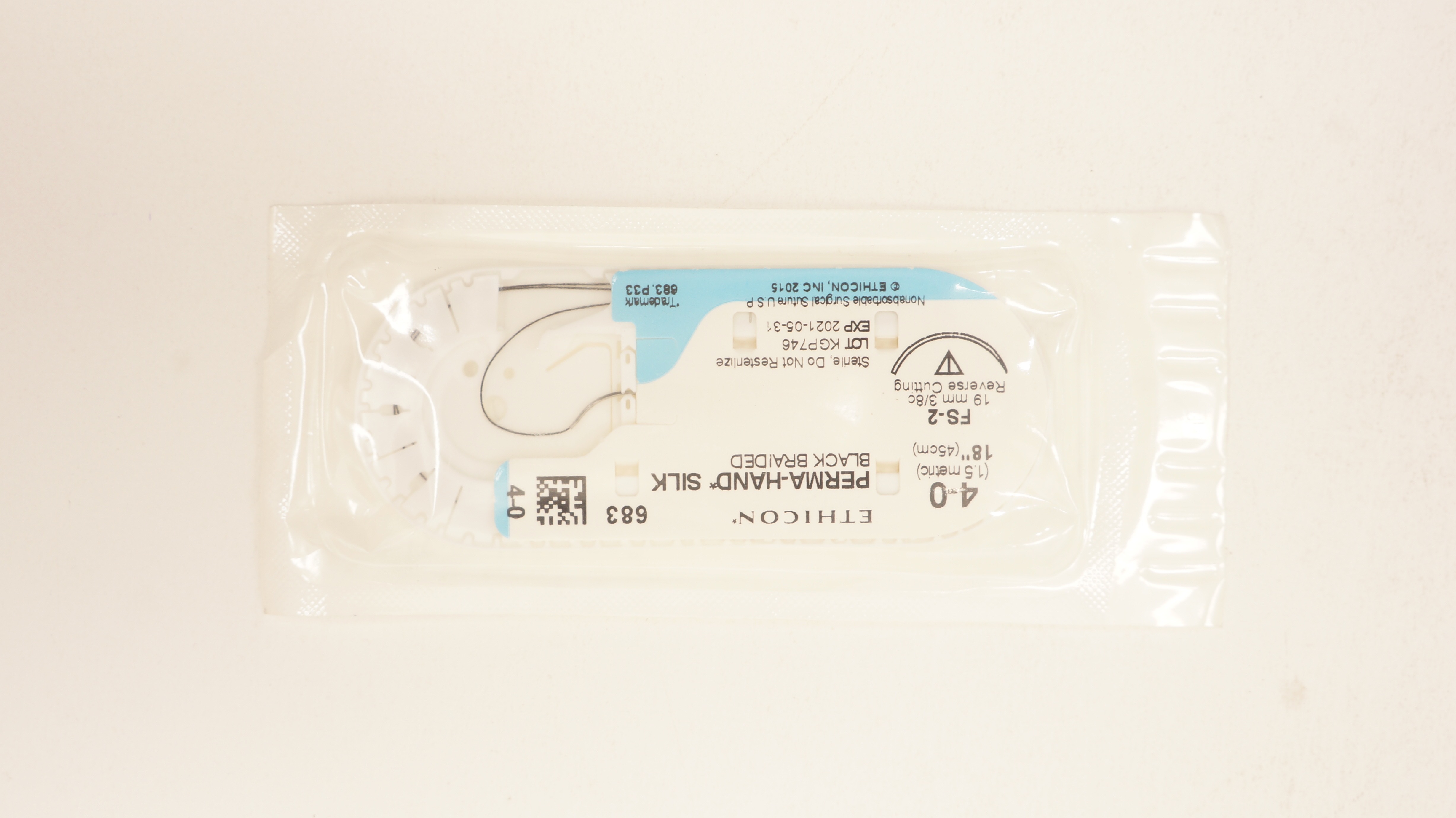 Ethicon 683 4-0 Perma-Hand Silk FS-2 19mm 3/8c Reverse Cutting, 18inch (x)