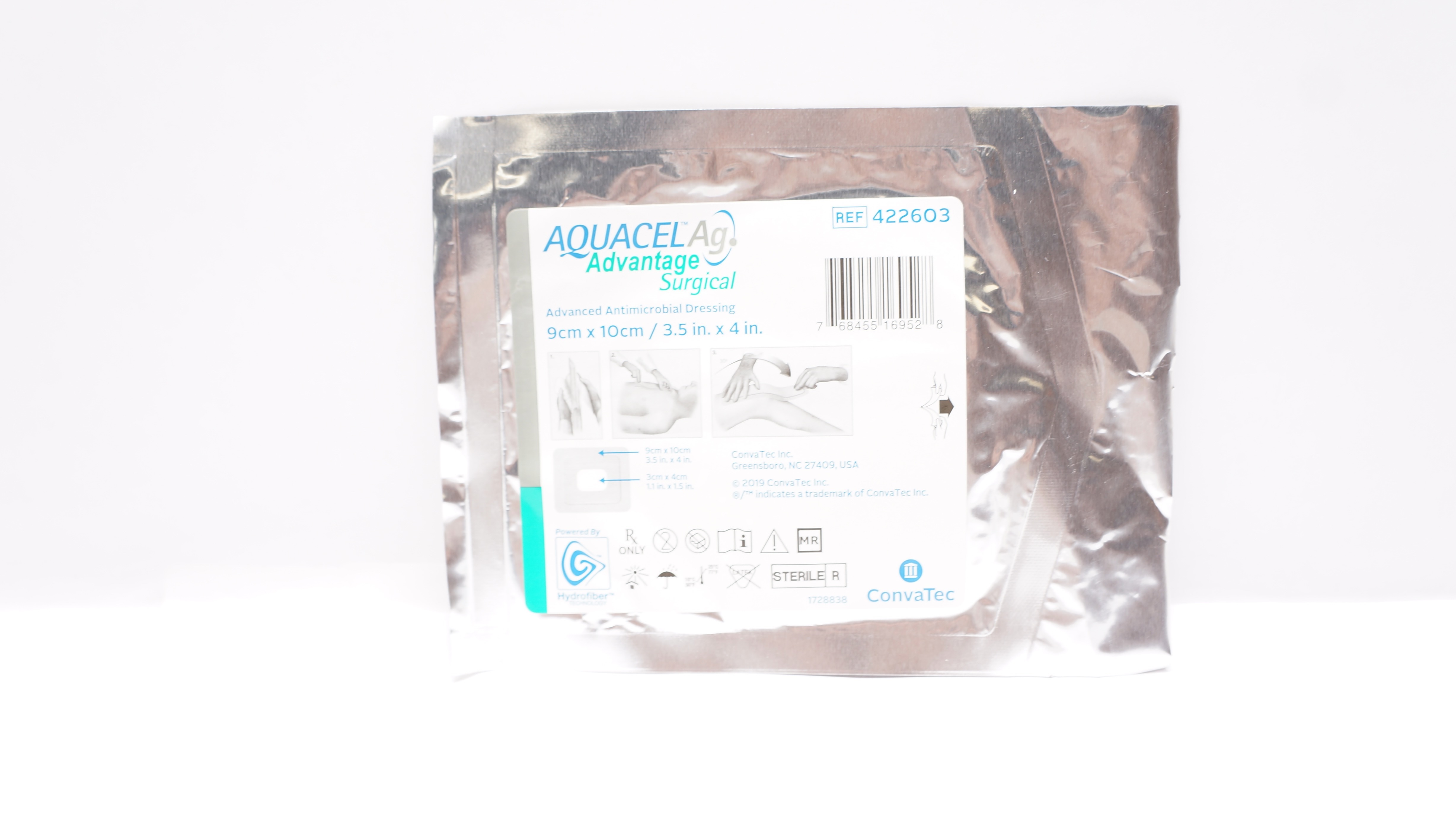 ConvaTec 422603 Aquacel Ag Advanced Antimicrobial Dressing 3.5inch x 4inch