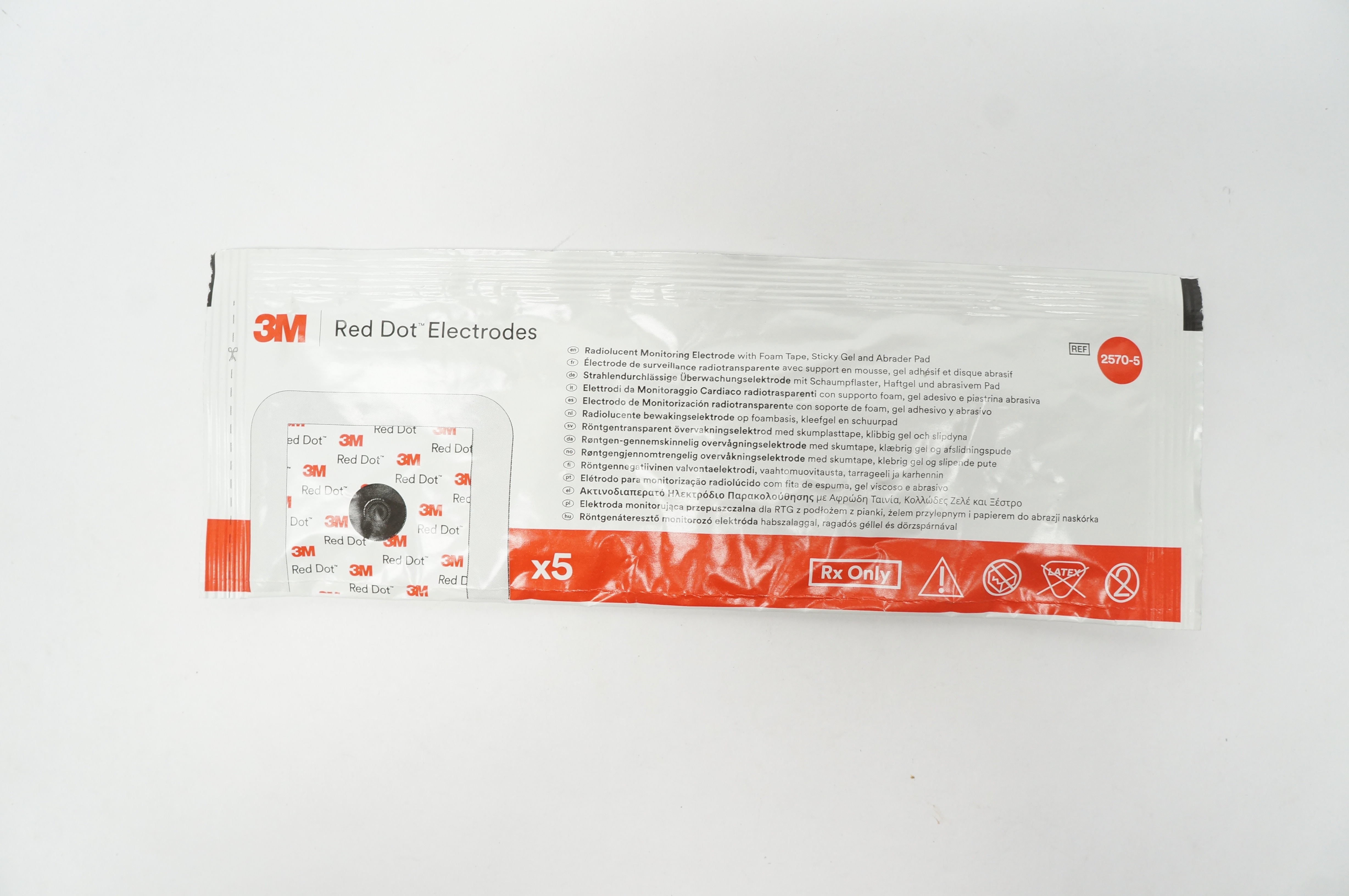 3M 2570-5 Radiolucent Monitoring Electrode Foam Tape Abrader Pad - Pack of 5