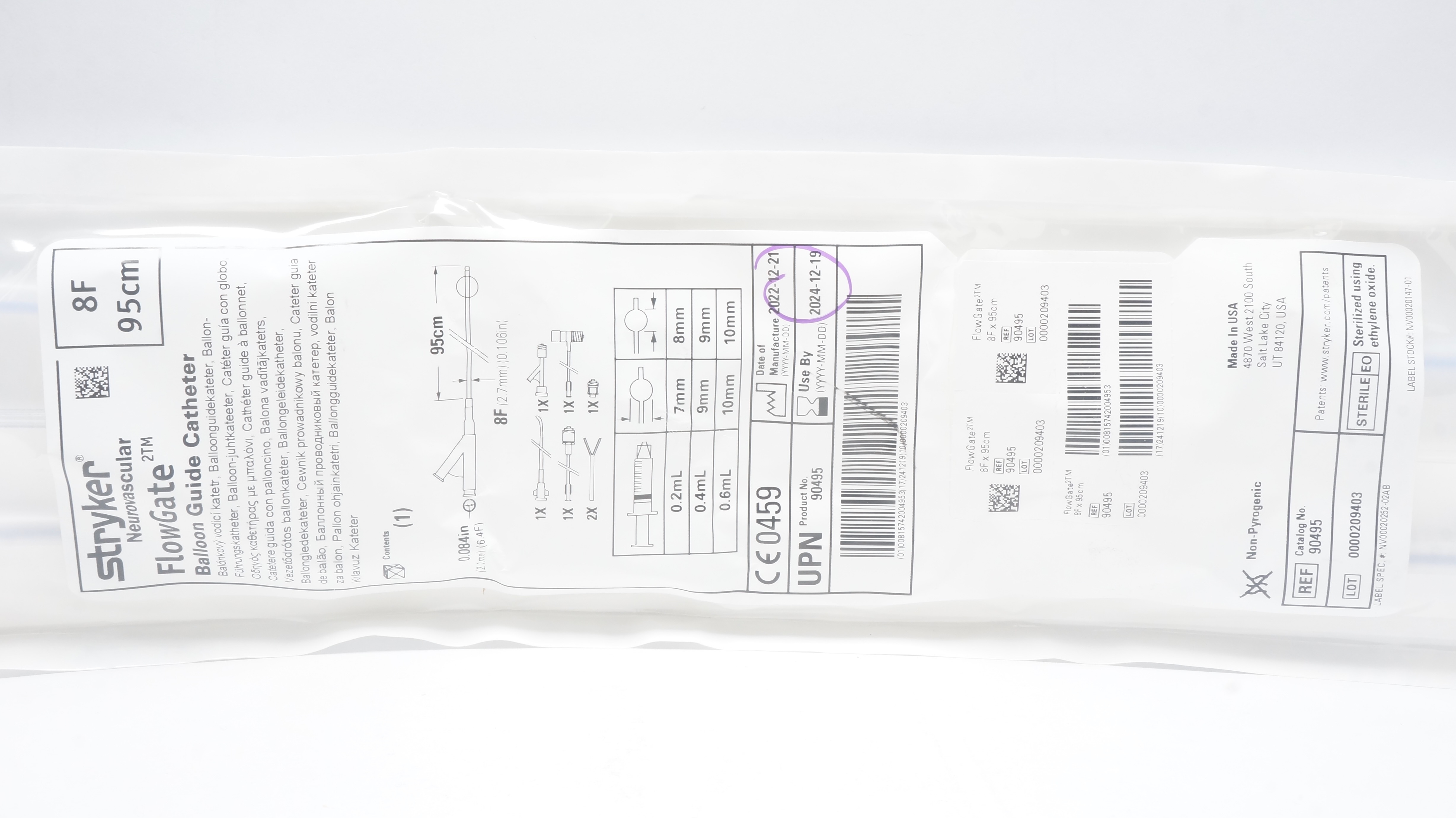 Stryker 90495 FlowGate Balloon Guide Cath. 8F x 95cm (x)