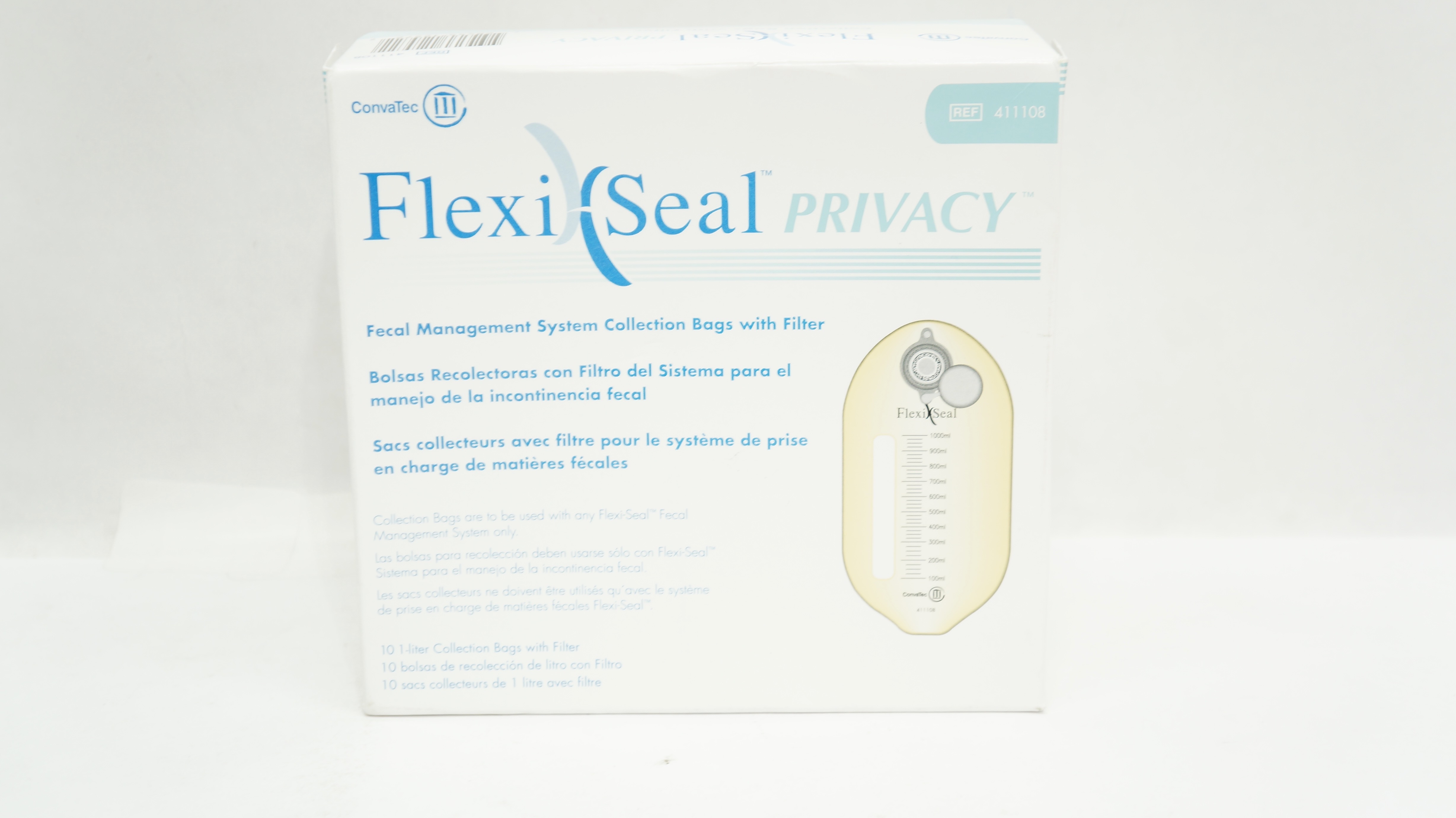 ConvaTec 411108 Flexi Seal Privacy Collection Bags with Filter 1L - Box of 10