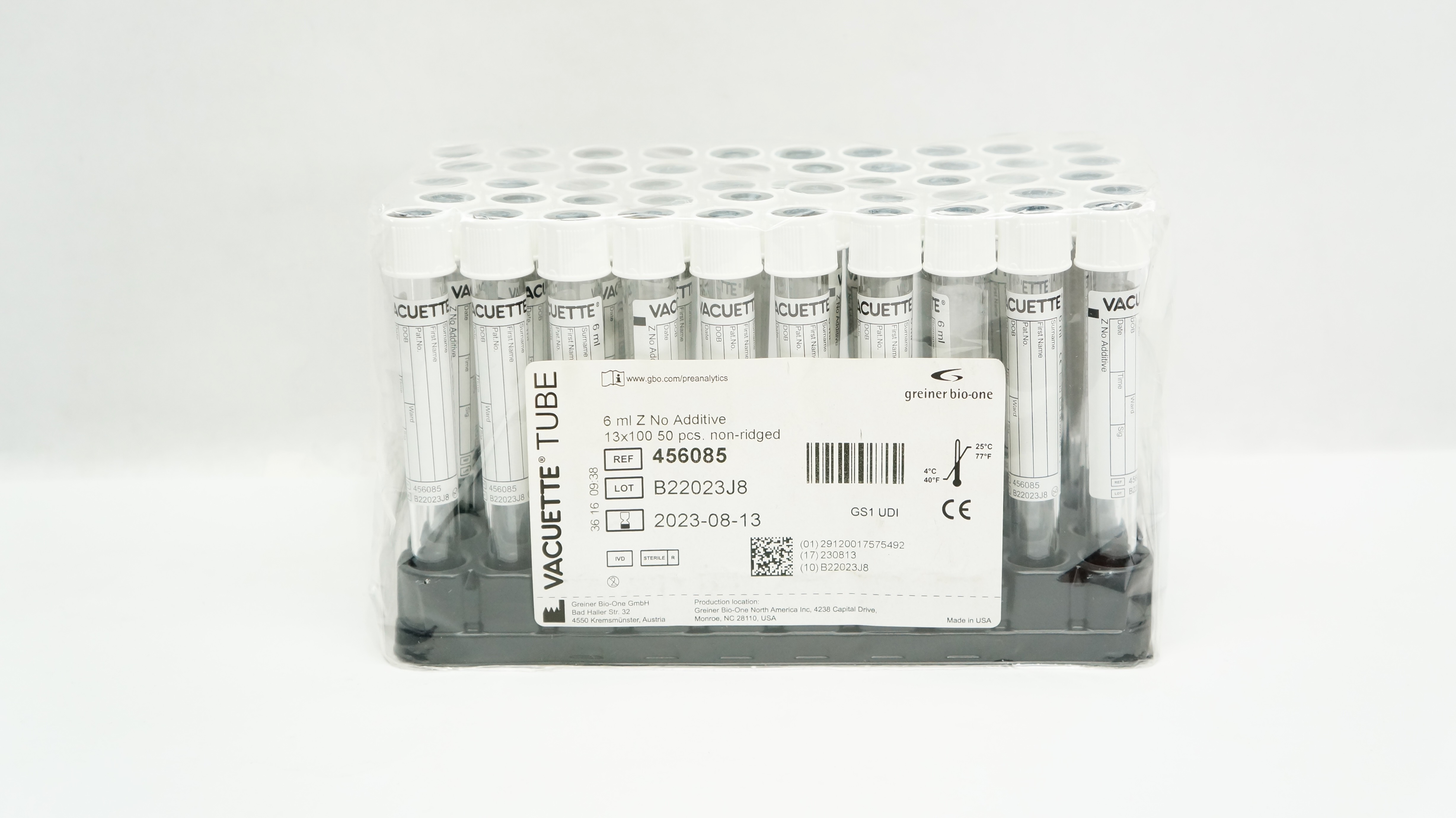 Greiner Bio-One 456085 VACUETTE Tube 6ml Z No Additive - Pack of 50