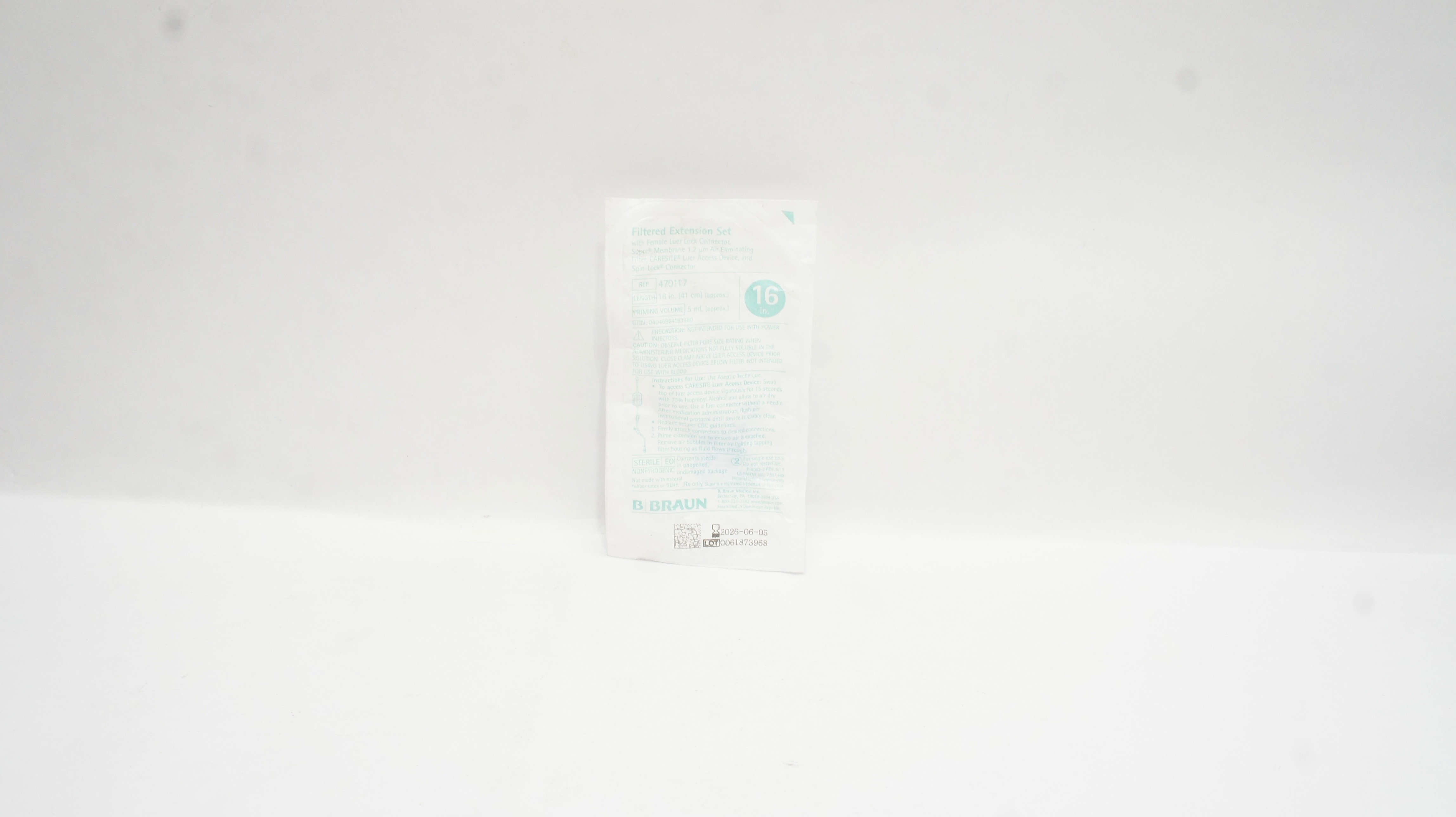 Braun 470117 Filtered Extension Set W/Luer Lock Connector 16inch x 5mL (Approx.)