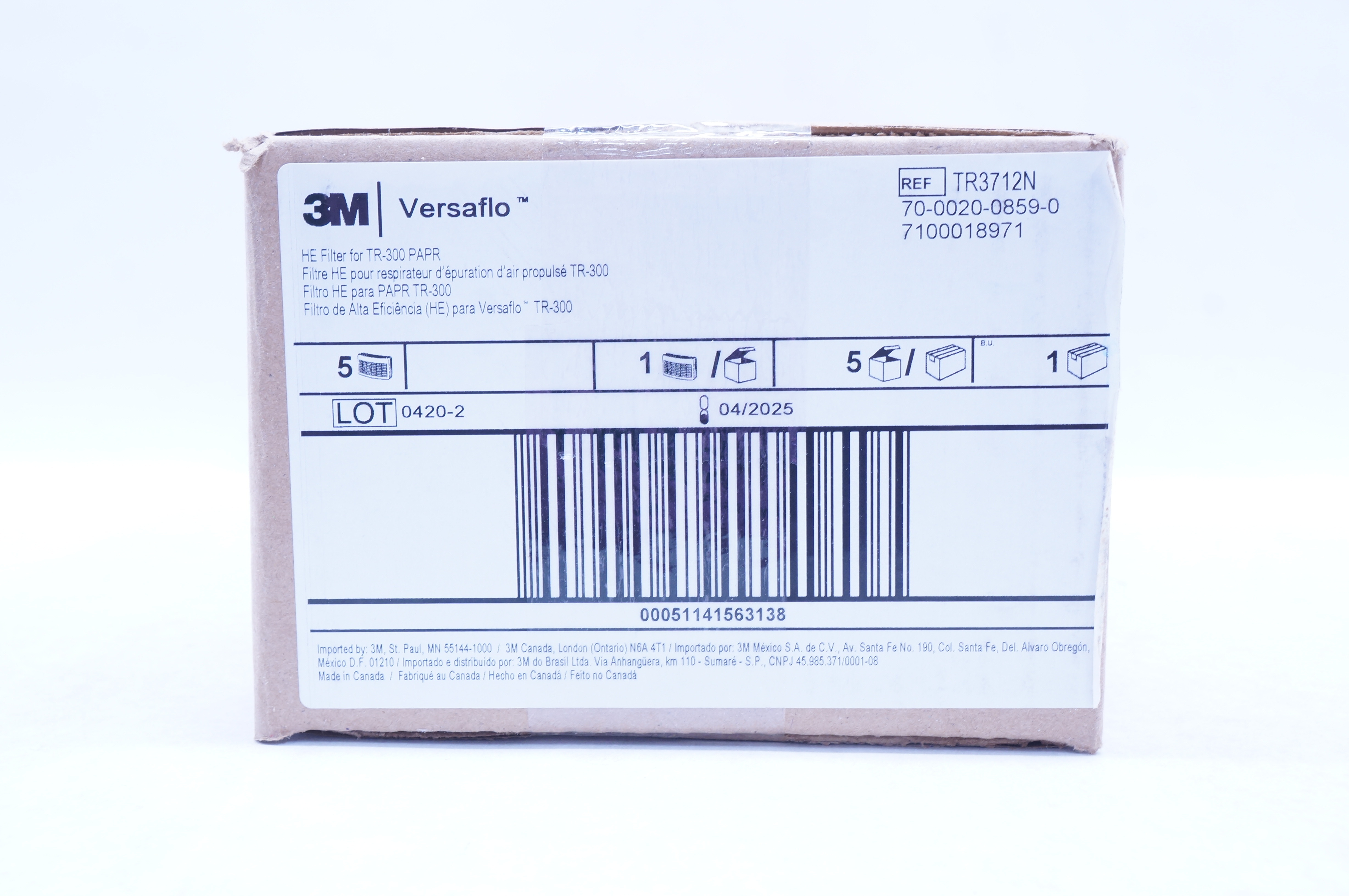 3M TR3712N Versaflo HE Filter for TR-300 PAPR - Box of 5