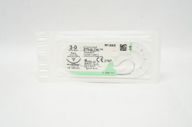 Ethicon 1669 3-0 ETHILON Stre PS-2 19mm 3/8c Reverse Cutting 18inch