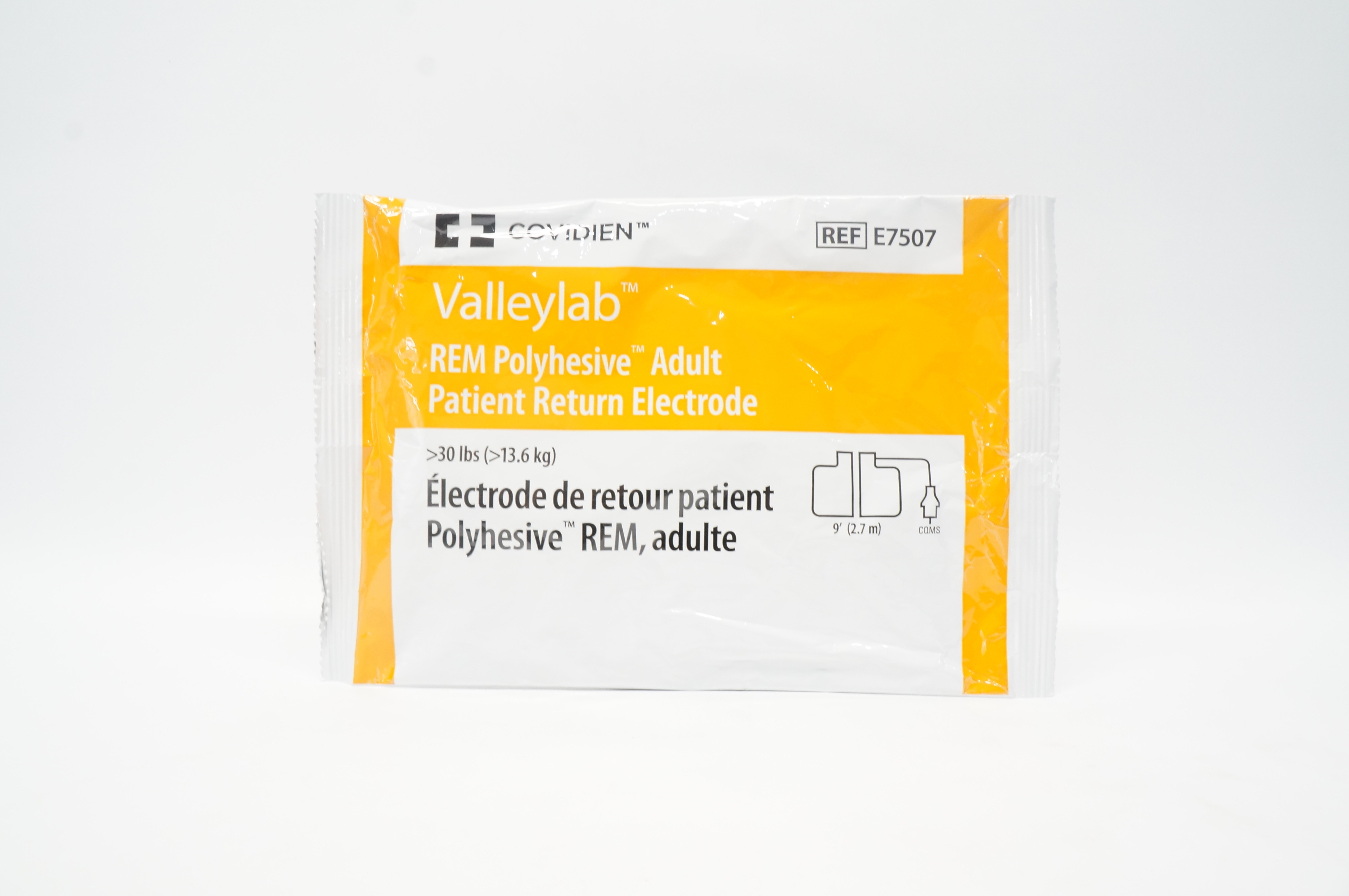 Covidien E7507 ValleyLab REM Polyhesive Adult Patient Return Electrode >30lbs