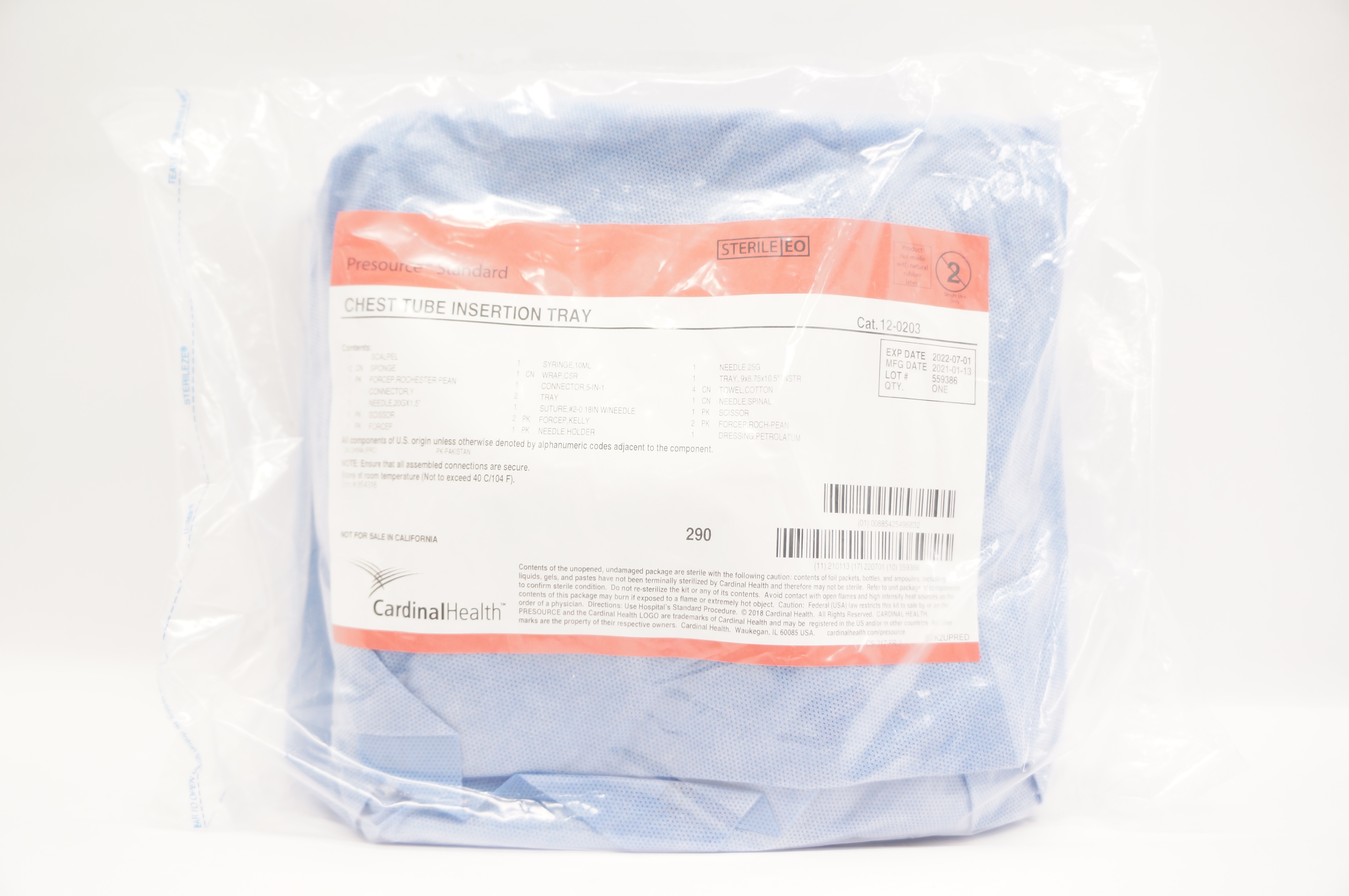 Cardinal Health 12-0203 Presource Standard Chest Tube Insertion Tray (x)