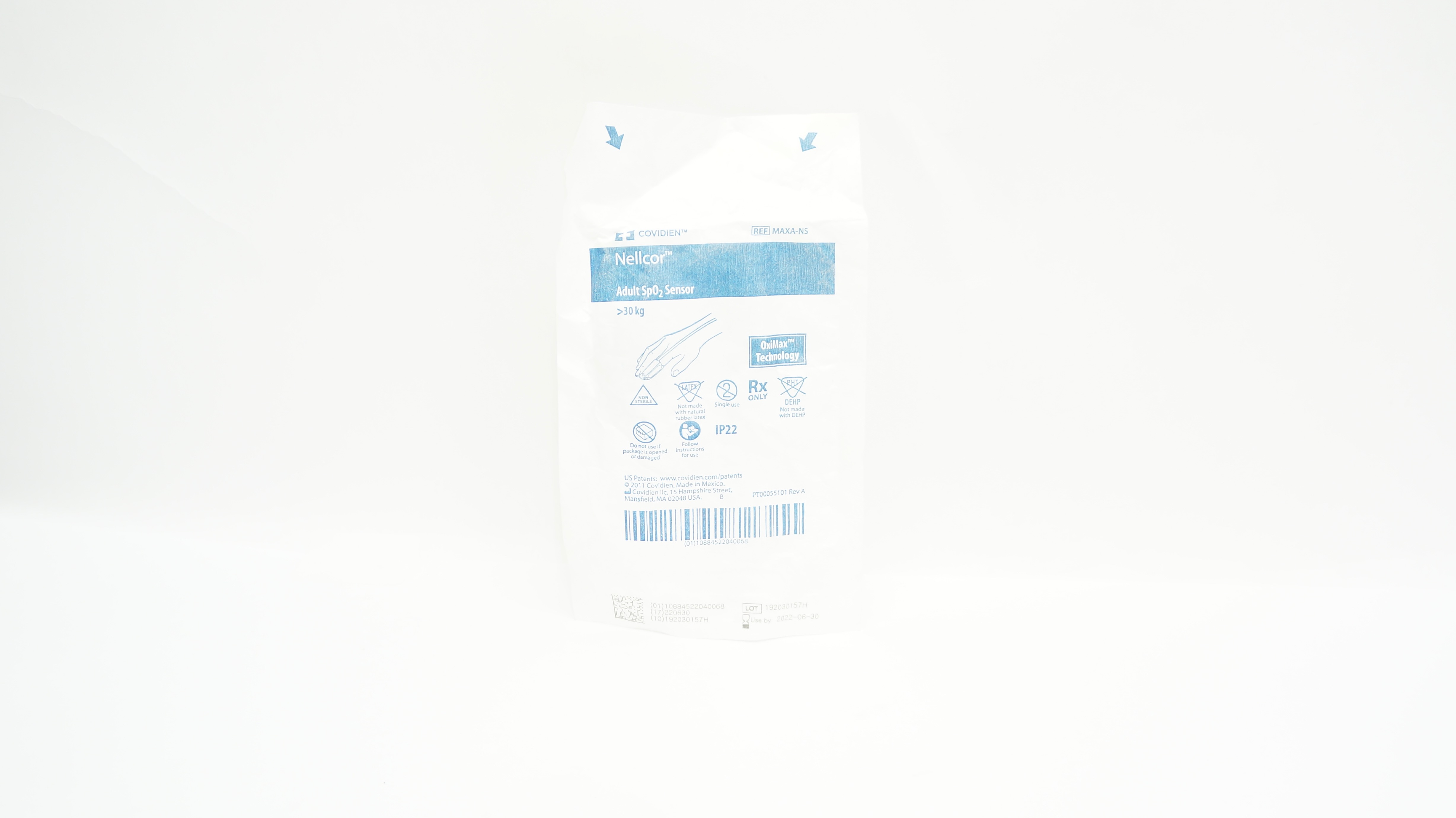 Covidien MAXA-NS Nellcor Adult SpO2 Sensor > 30kg OxiMax Technology (x)