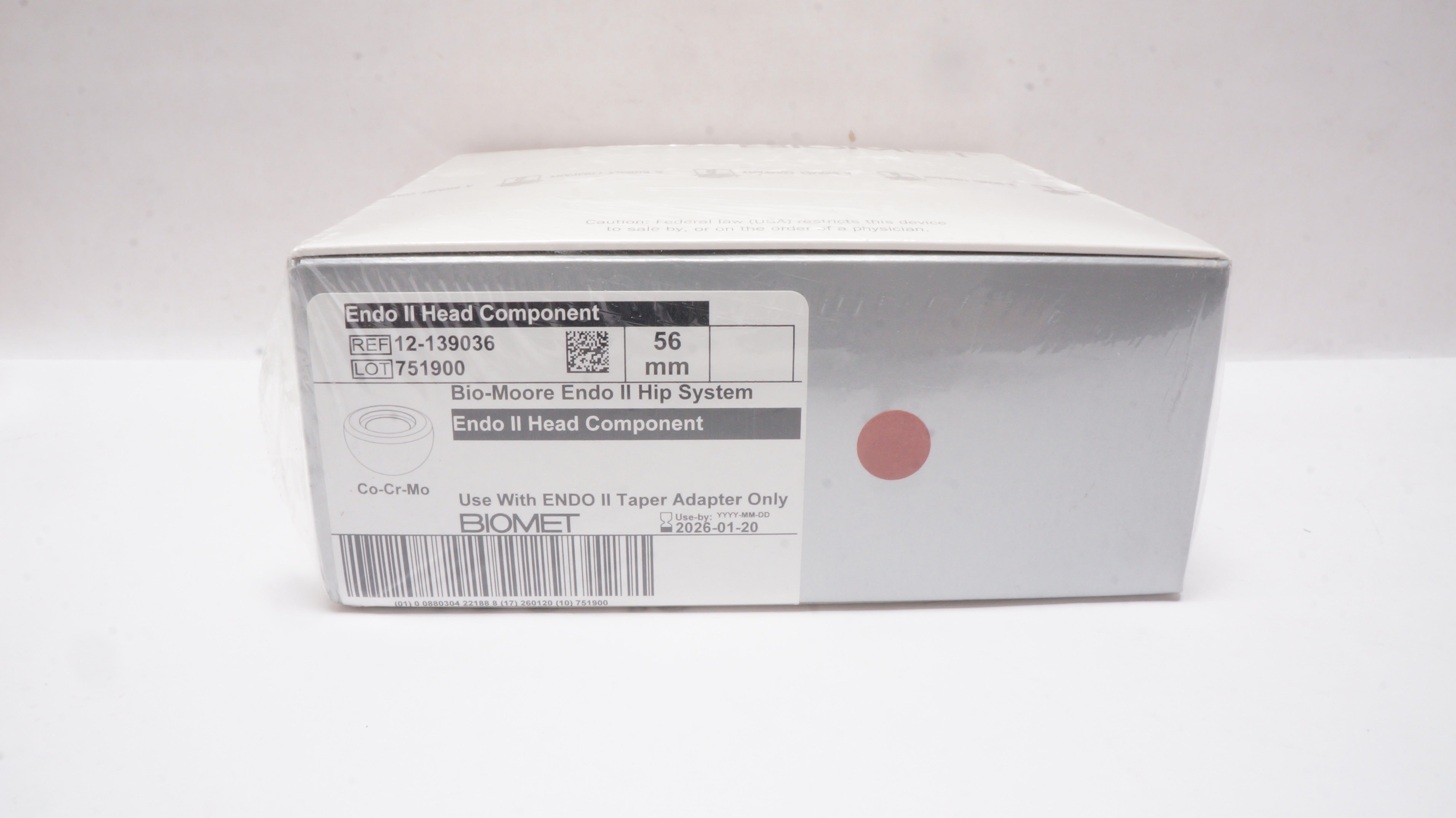 Biomet 12-139036 Bio-Moore Endo II Hip System, Endo II Head Component 56mm