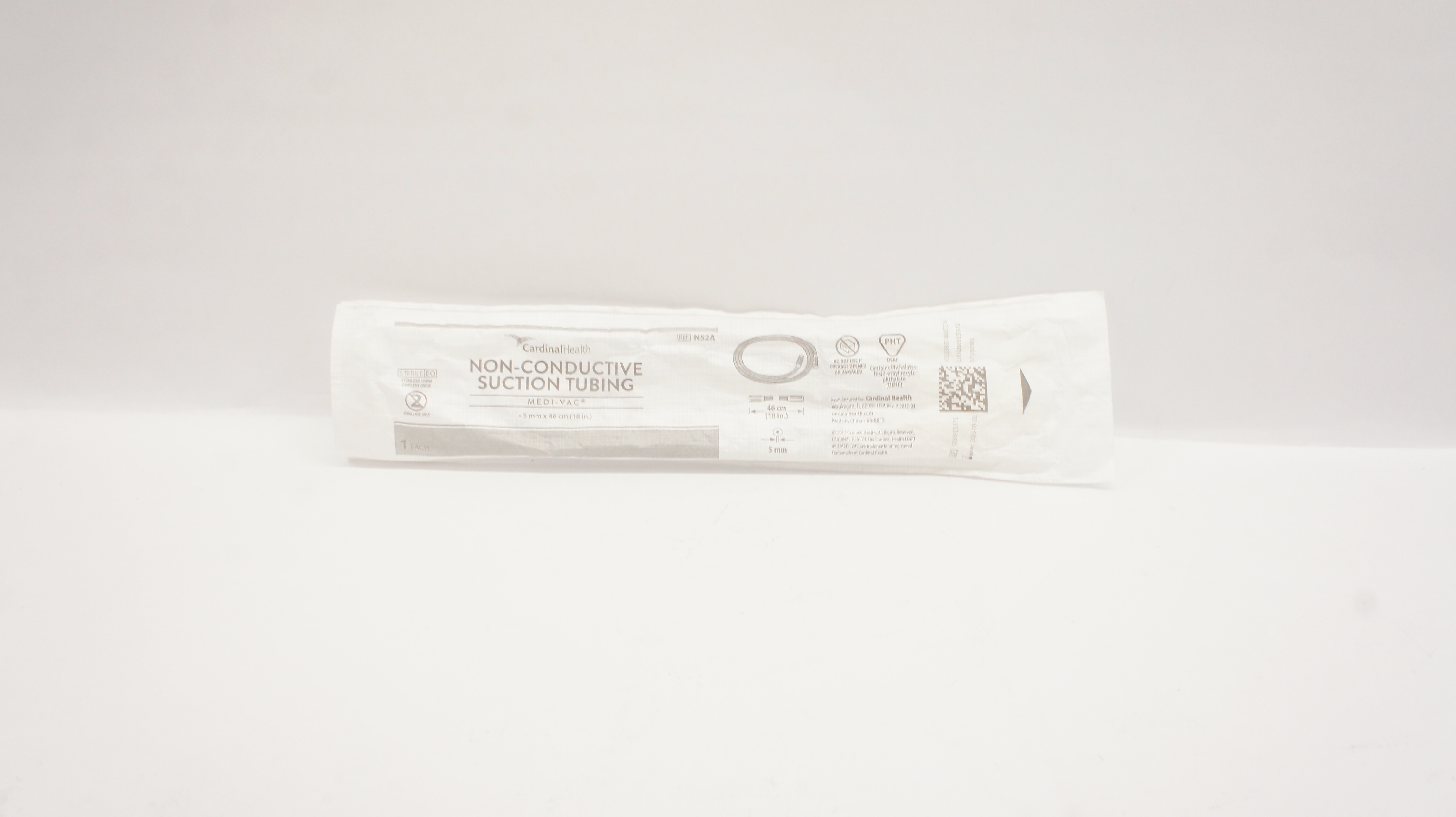 Cardinal Health N52A Medi-Vac Non-Conductive Suction Tubing 5mm x 18inch