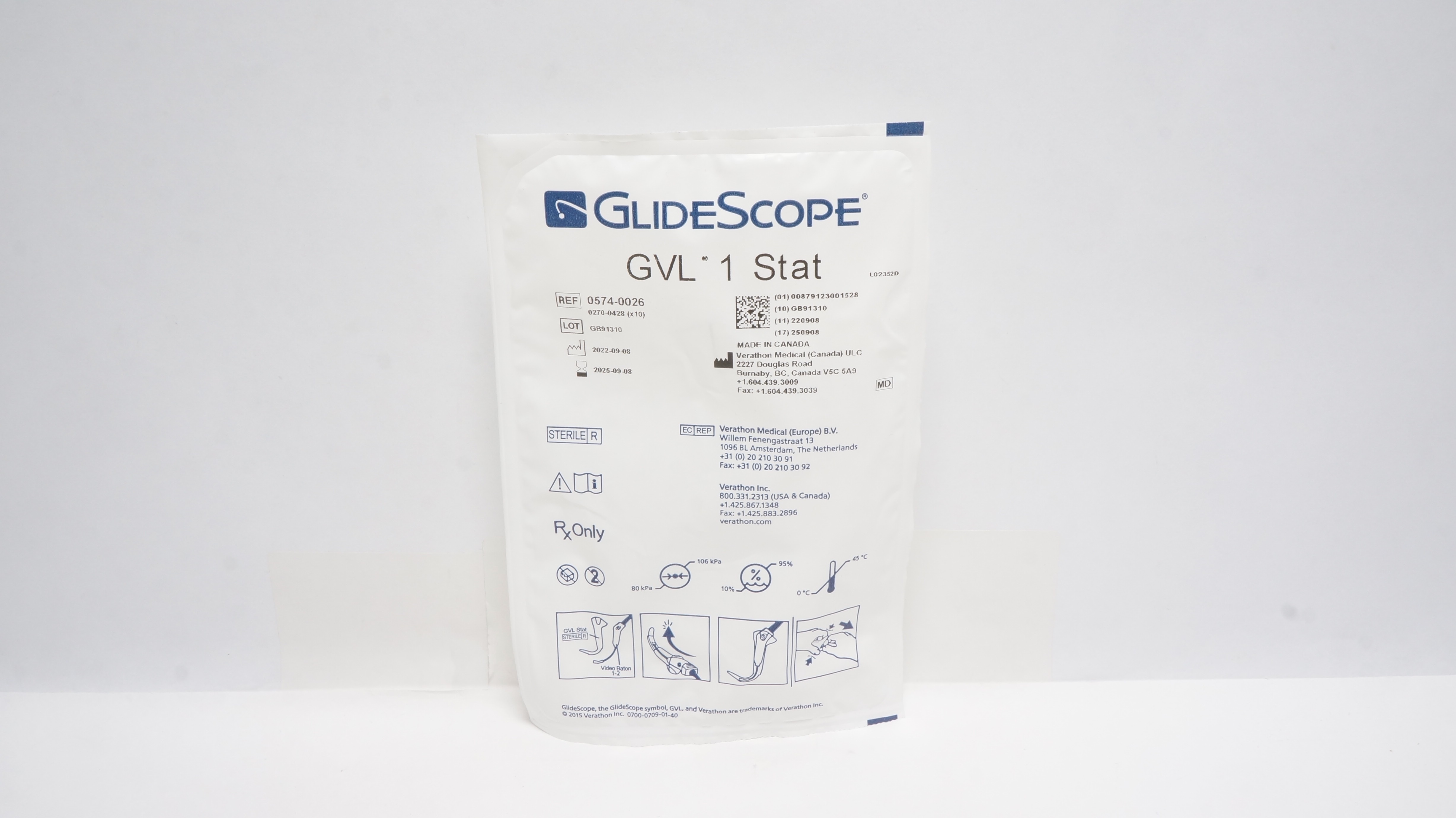 Verathon Medical 0574-0026 GlideScope GVL 1 Stat Video Laryngoscope (x)